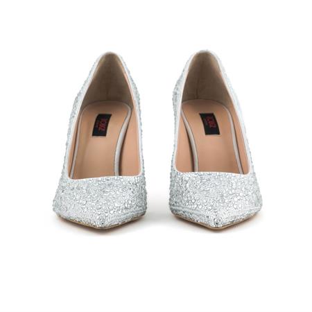 Rouge Kadın Taşlı Neolit Taban Beyaz Süet Gece & Abiye Ayakkabı