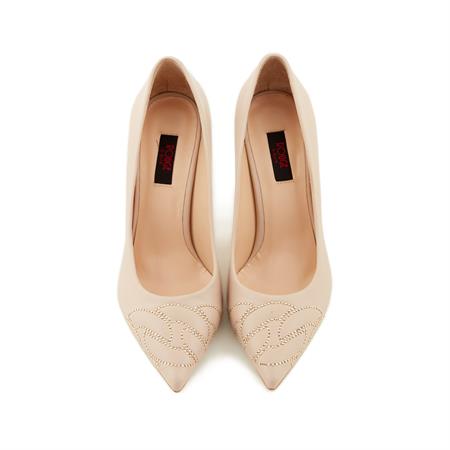 Rouge Kadın Hakiki Deri Neolit Taban Bej Topuklu Ayakkabı