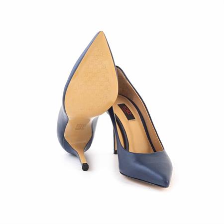 Rouge Kadın Rugan Deri Neolit Taban Lacivert Topuklu Ayakkabı