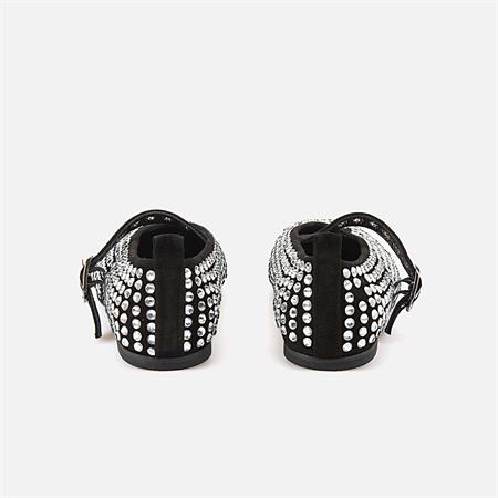 Rouge Kadın Hakiki Deri Kauçuk Taban Siyah Süet-Gri Babet Ayakkabı