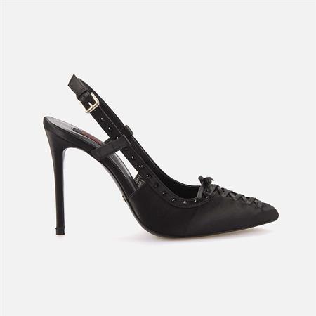 Rouge Kadın Saten Enjeksiyon Kösele Taban Siyah Gece & Abiye Ayakkabı