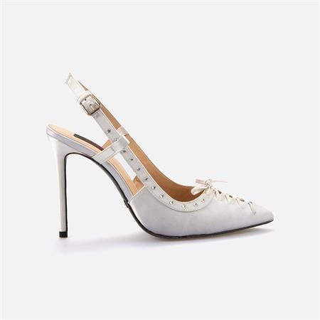 Rouge Kadın Saten Enjeksiyon Kösele Taban Kırık Beyaz Gece & Abiye Ayakkabı