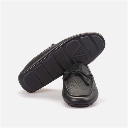 Valentino Garavani Erkek Hakiki Deri Siyah Loafer Konforlu Ayakkabı