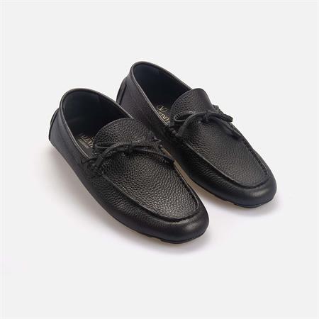 Valentino Garavani Erkek Hakiki Deri Siyah Loafer Konforlu Ayakkabı