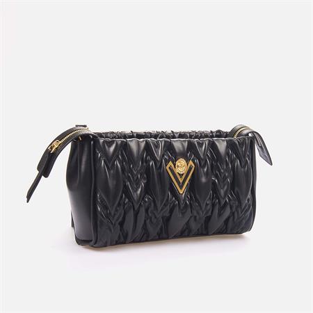 Valentino Orlandi Kadın Hakiki Deri Siyah Omuz Çantası 