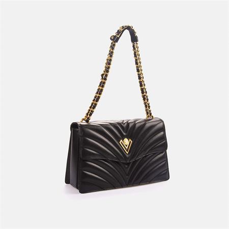 Valentino Orlandi Kadın Hakiki Deri Siyah Omuz Çantası 