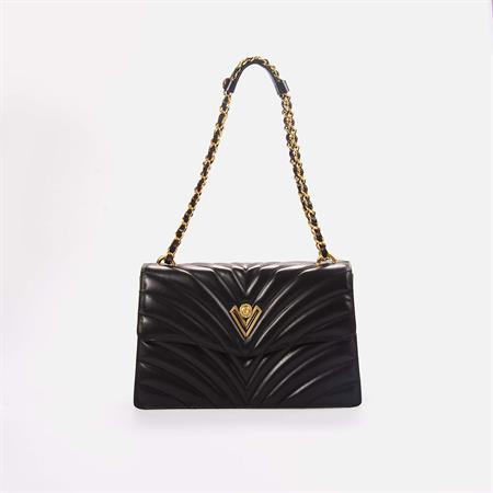 Valentino Orlandi Kadın Hakiki Deri Siyah Omuz Çantası 