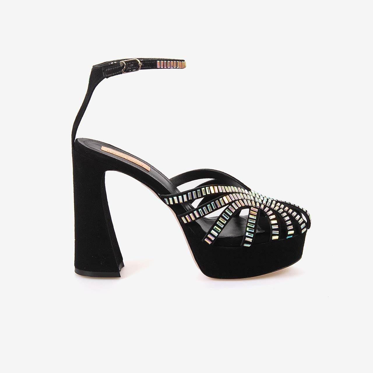 Hawen Angels Kadın Kösele Taban Süet 12,5cm Taşlı Platform Topuklu Ayakkabı 380-68