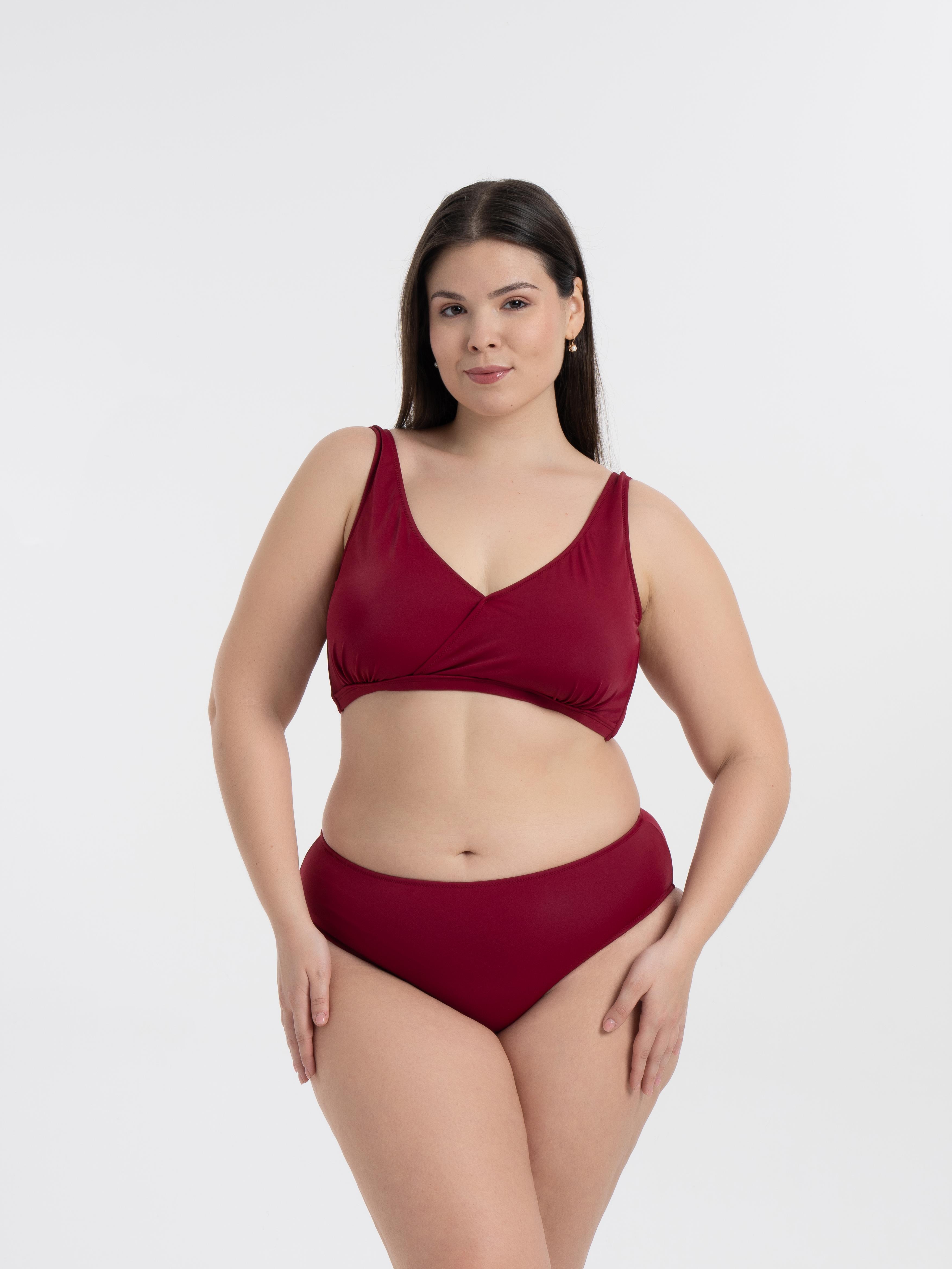 AQUAVİVA Kadın Bordo  Büyük Beden Quinn Kruvaze Detaylı Toparlayıcı Bikini Takımı