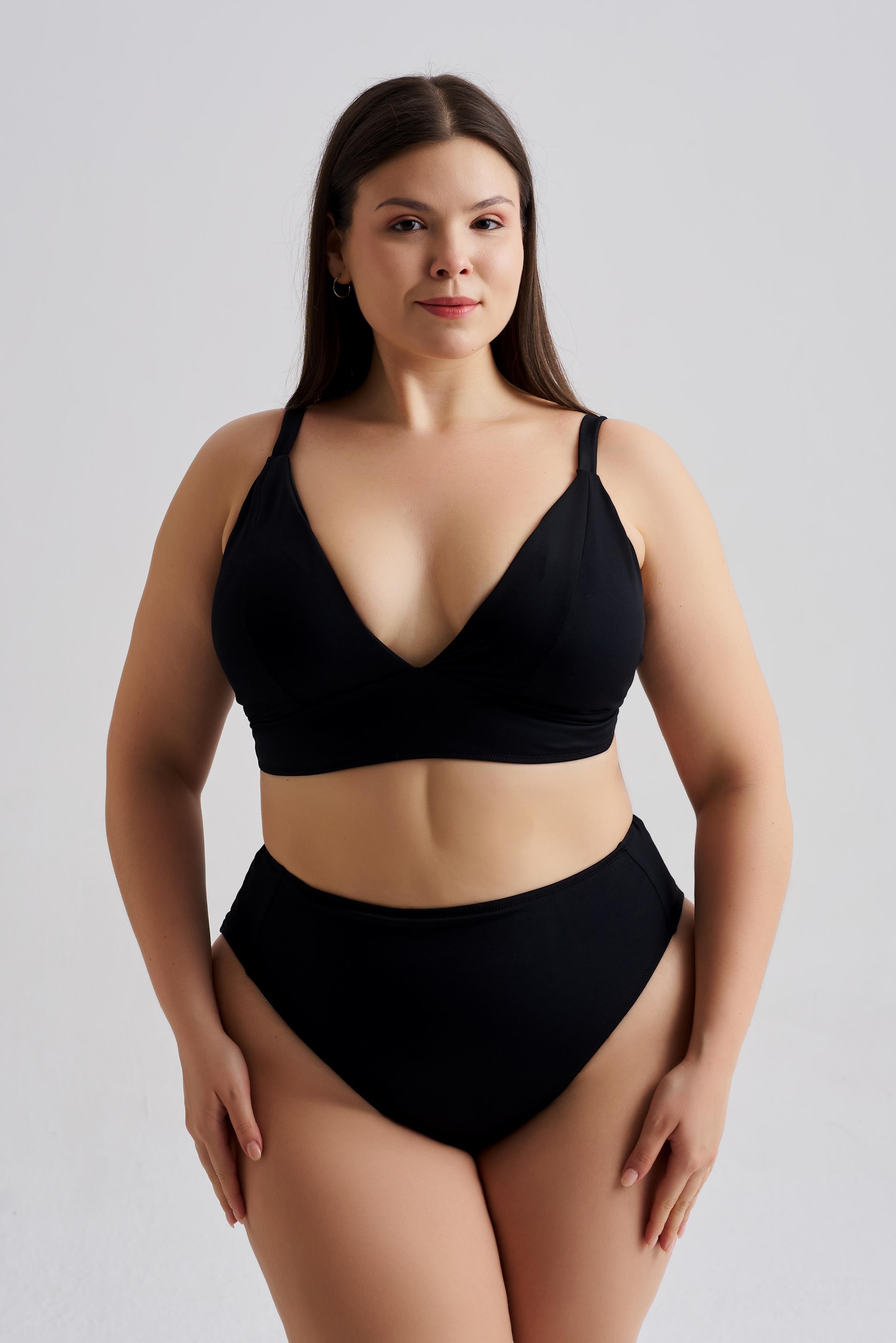 AQUAVİVA Kadın Büyük Beden Gabriella Toparlayıcı Yüksek Bel  Bikini Takımı Siyah 