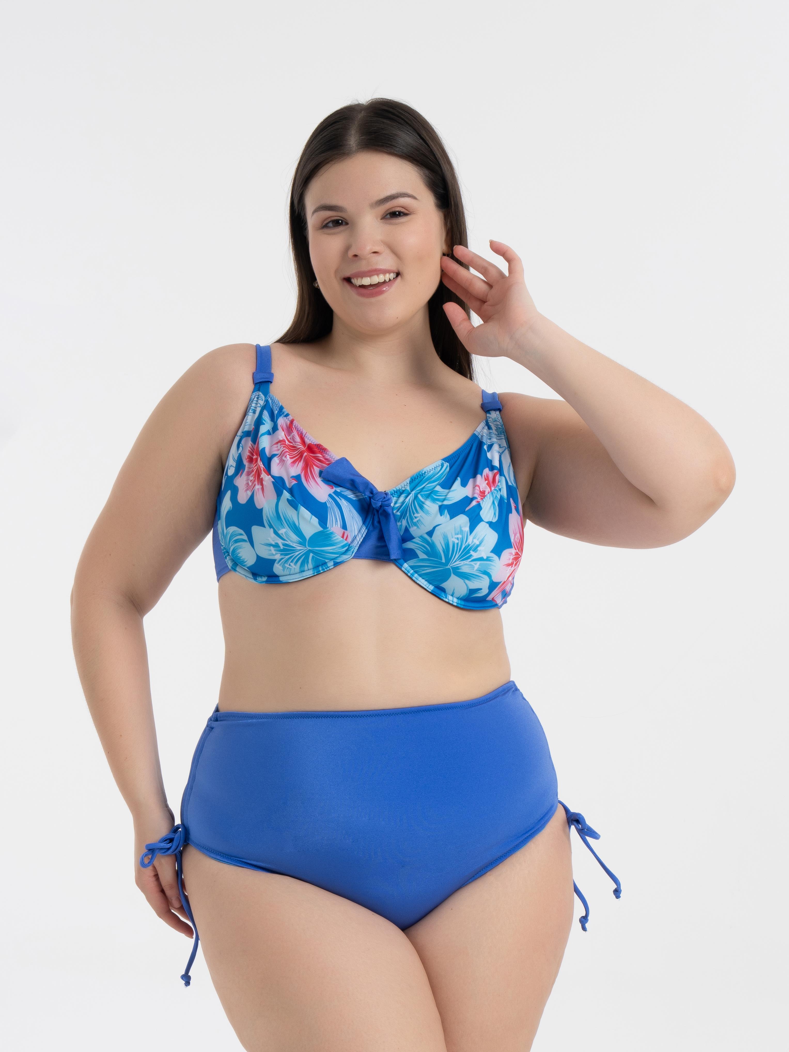AQUAVİVA Kadın Büyük Beden Mavi Çiçek Desen Daniela Balen Destekli Bikini Takımı 