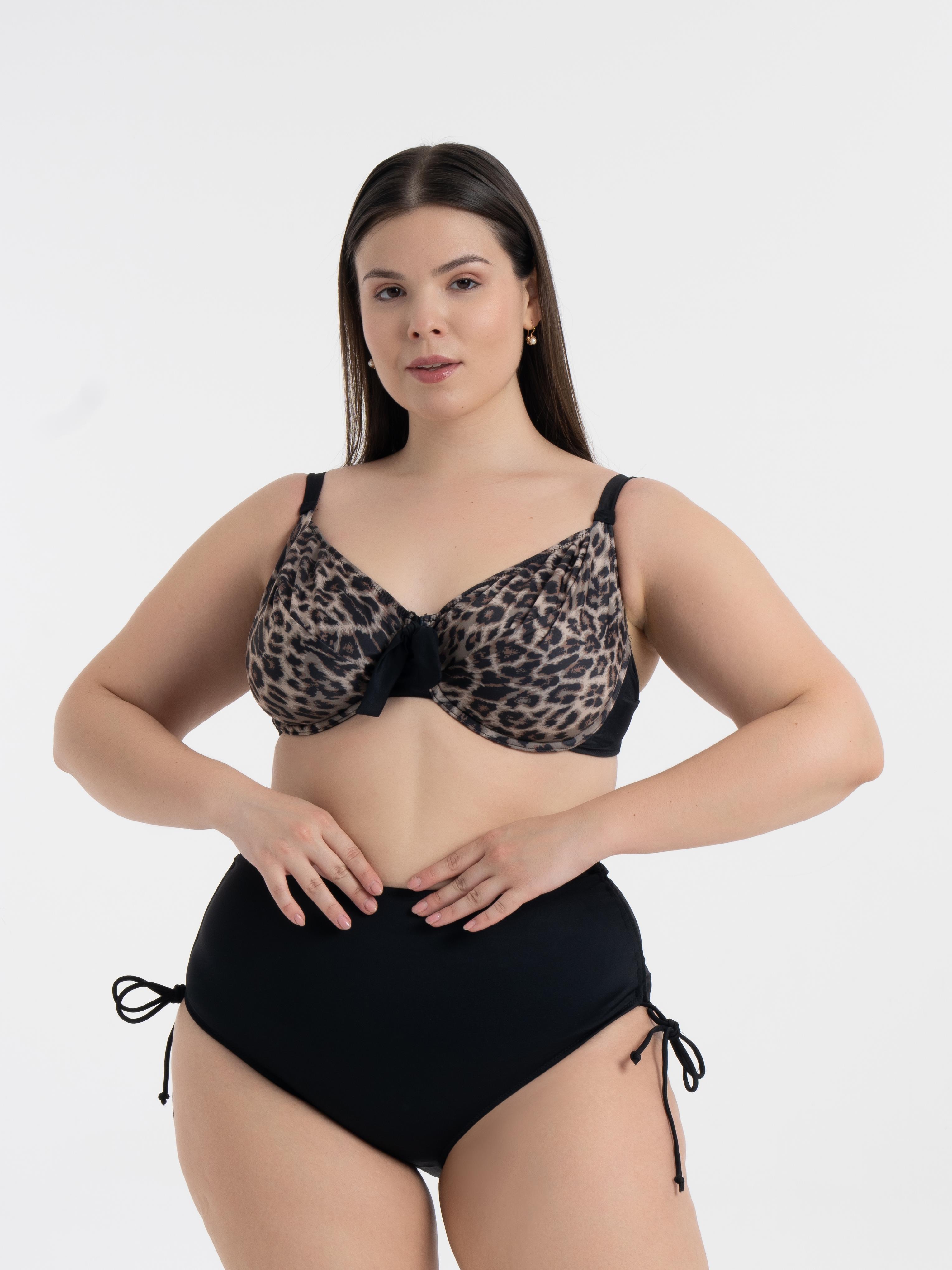 AQUAVİVA Kadın Büyük Beden Siyah Leopar Desen Daniela Balen Destekli Bikini Takımı