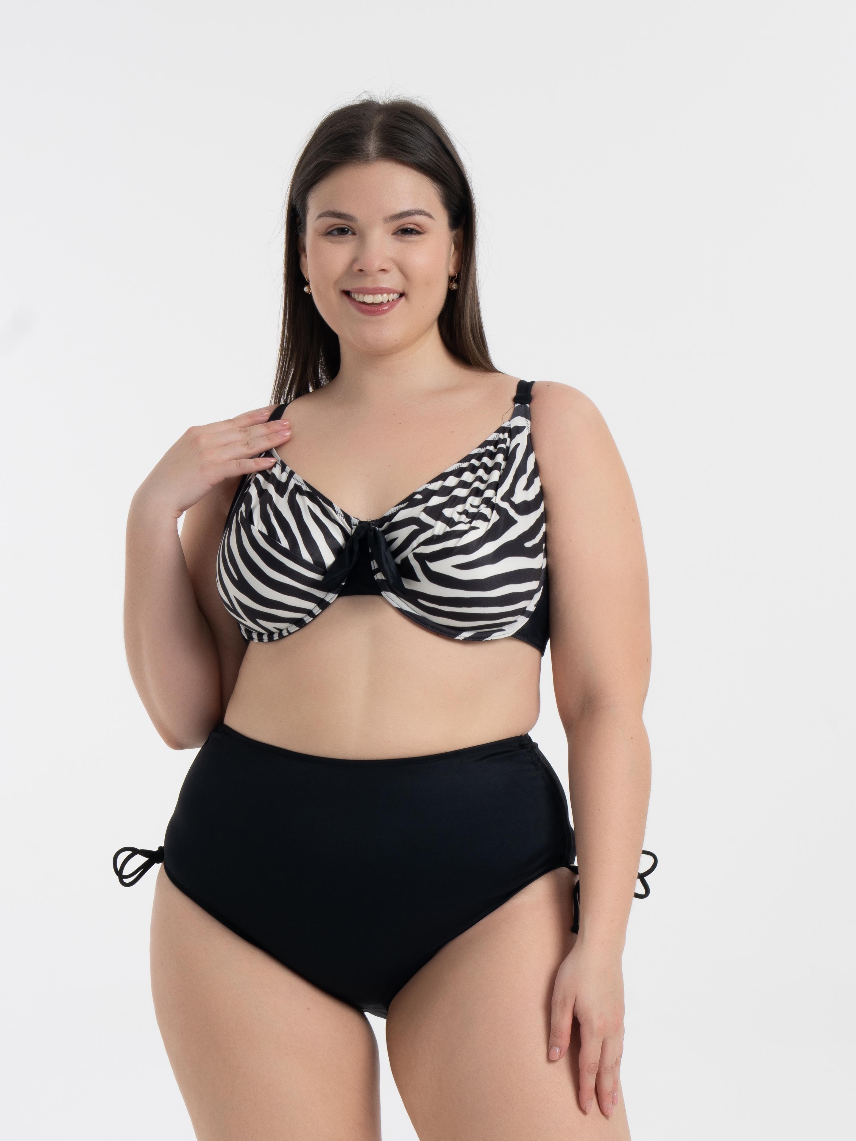 AQUAVİVA Kadın Büyük Beden Siyah Zebra Desen Brunella Balen Destekli Bikini Takımı
