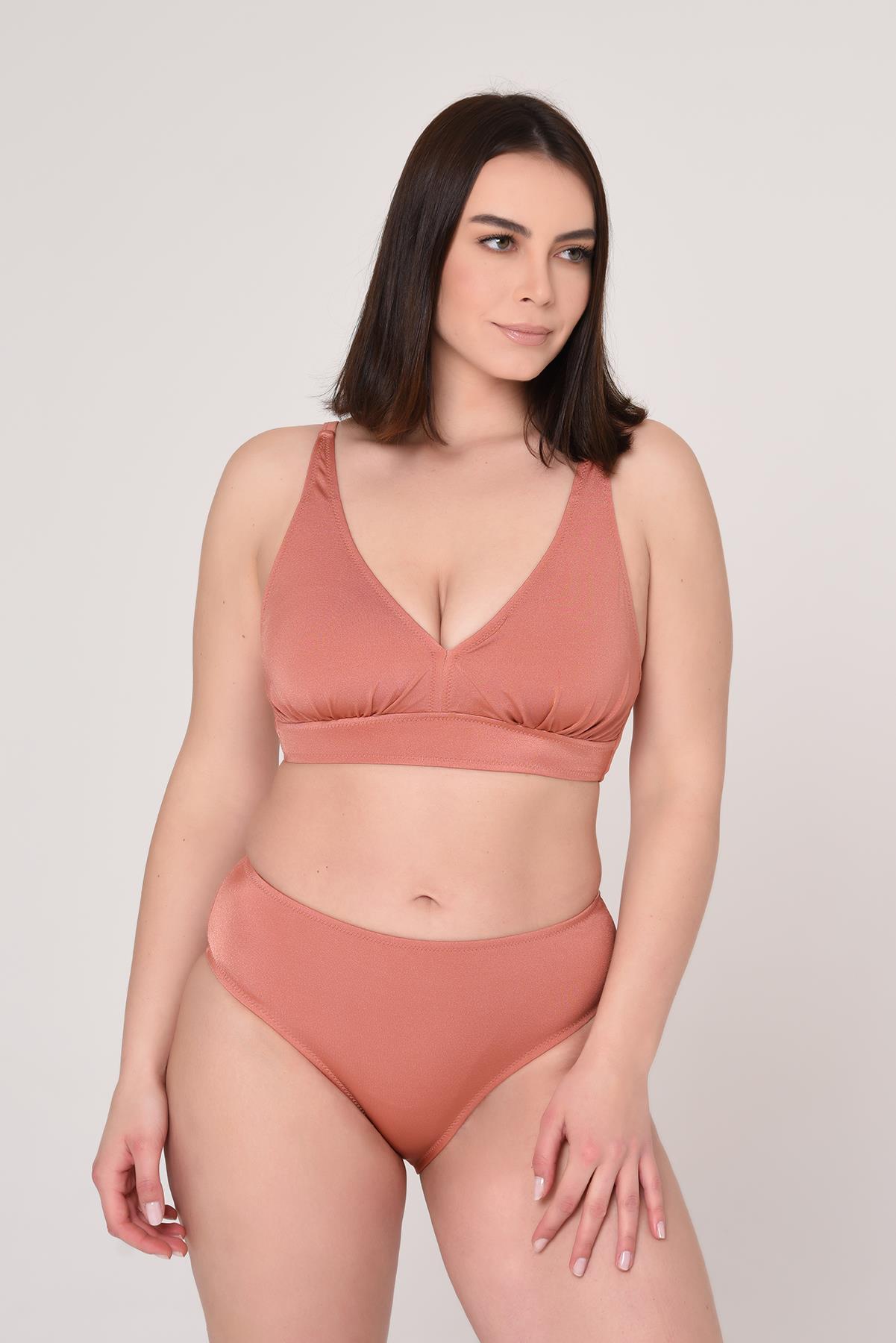 AQUAVİVA Kadın Büyük Beden Valeria Toparlayıcı Bikini Takımı Pudra Pembe 