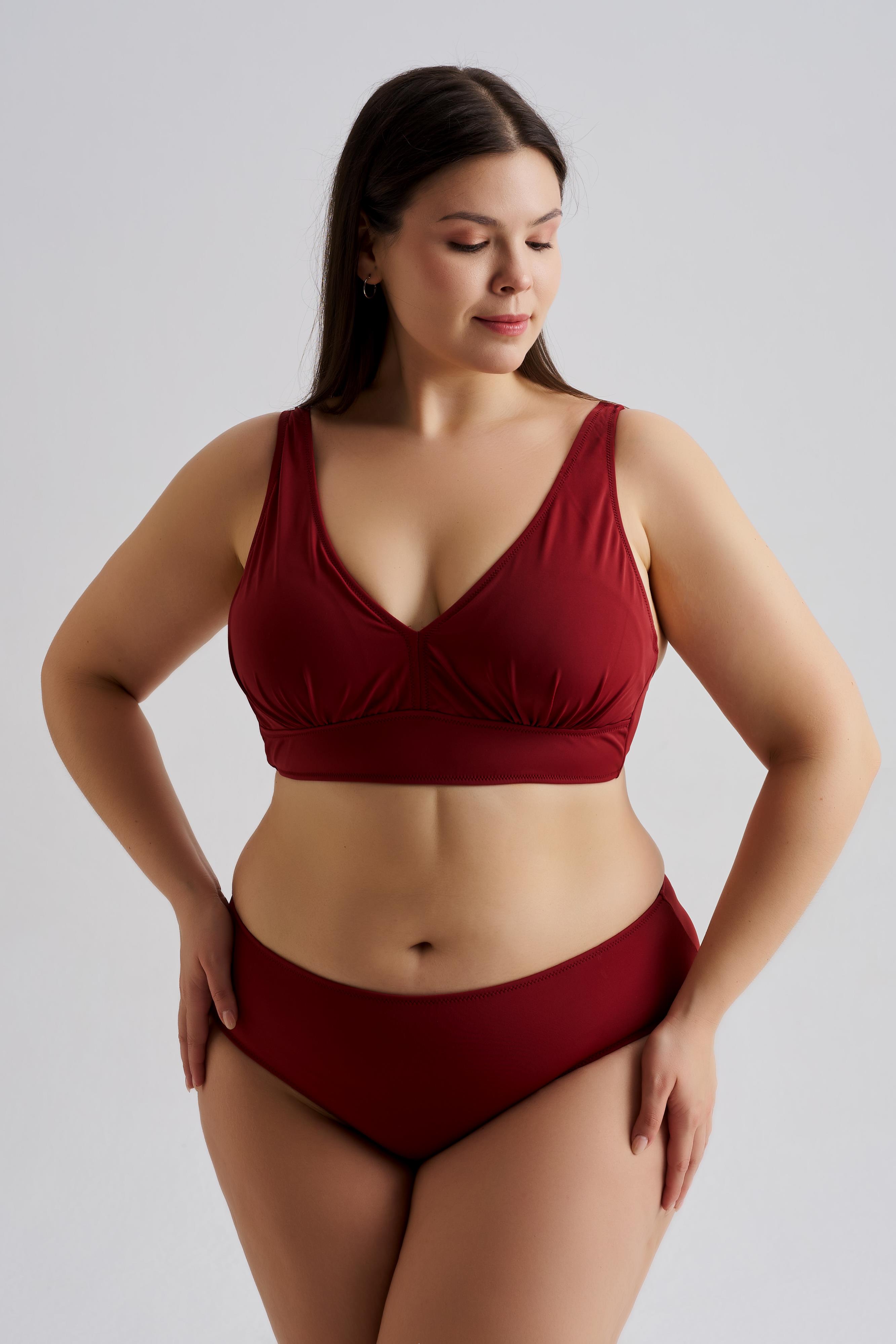AQUAVİVA Kadın Büyük Beden Valeria Toparlayıcı Bikini Takımı Bordo 