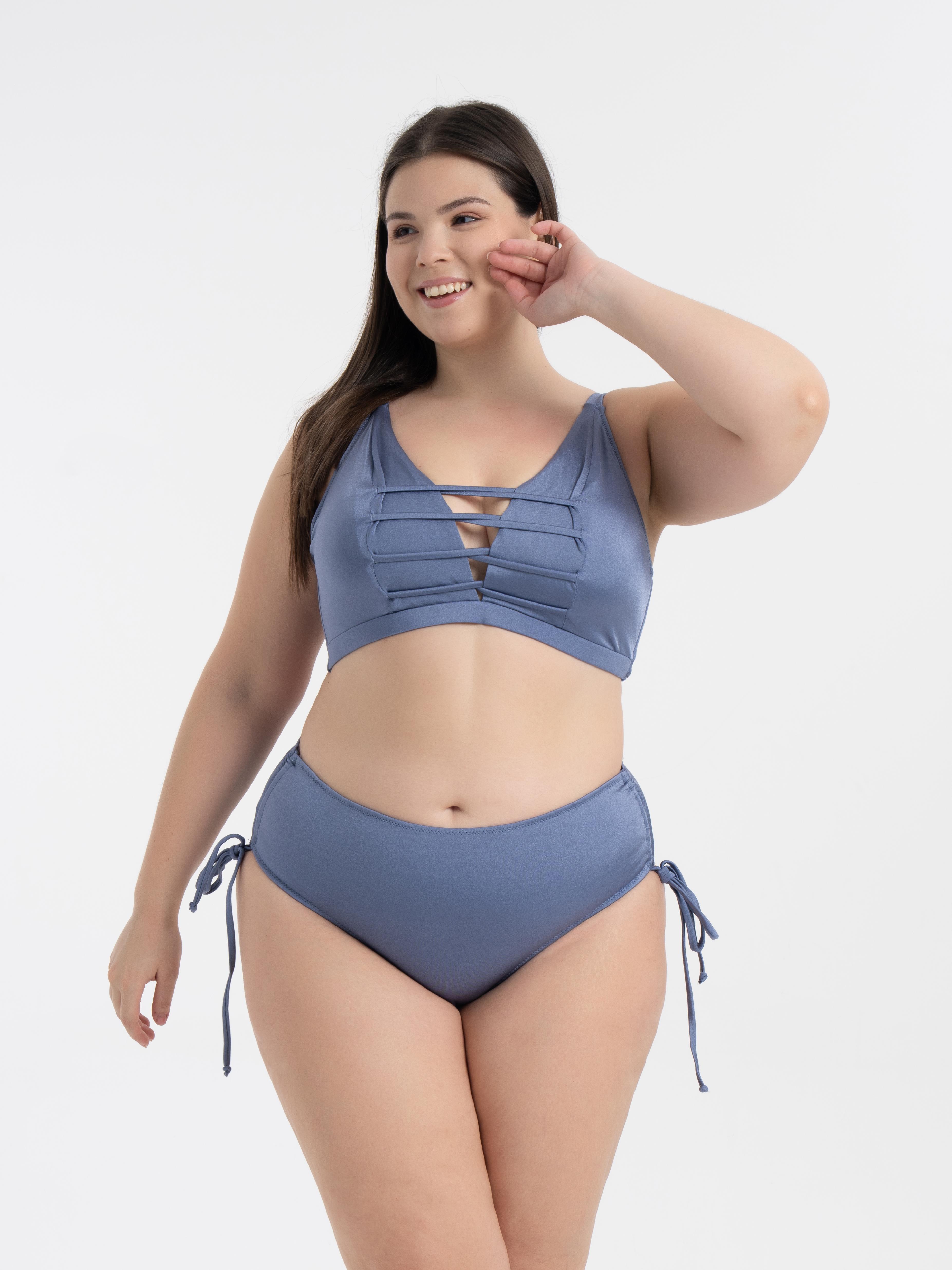 AQUAVİVA Kadın İndigo Büyük Beden Venezıa Toparlayıcı Çapraz İpli Dekolte Bikini Takımı