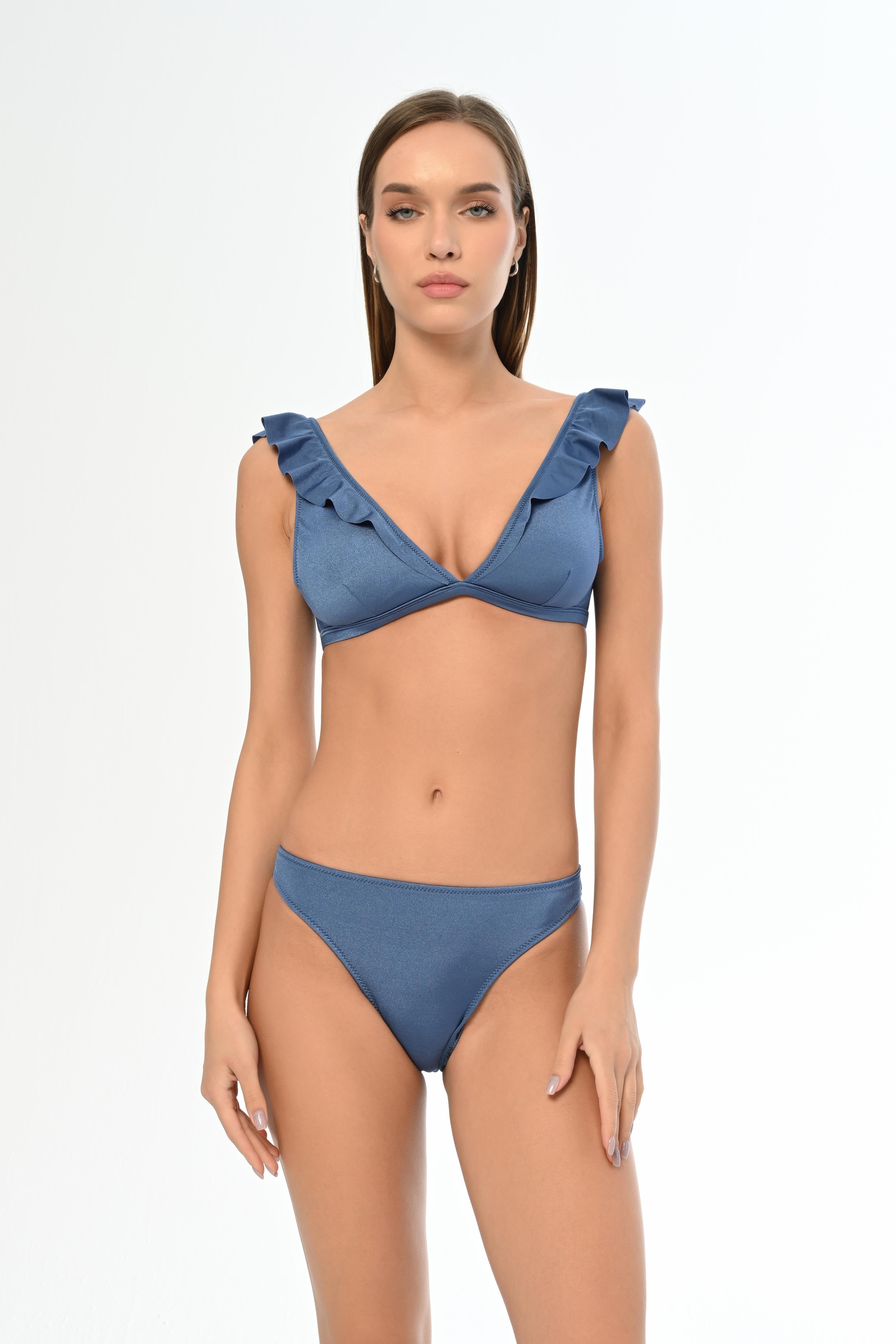 AQUAVİVA Kadın İndigo  Fırfırlı Elizabeth Bikini Takımı
