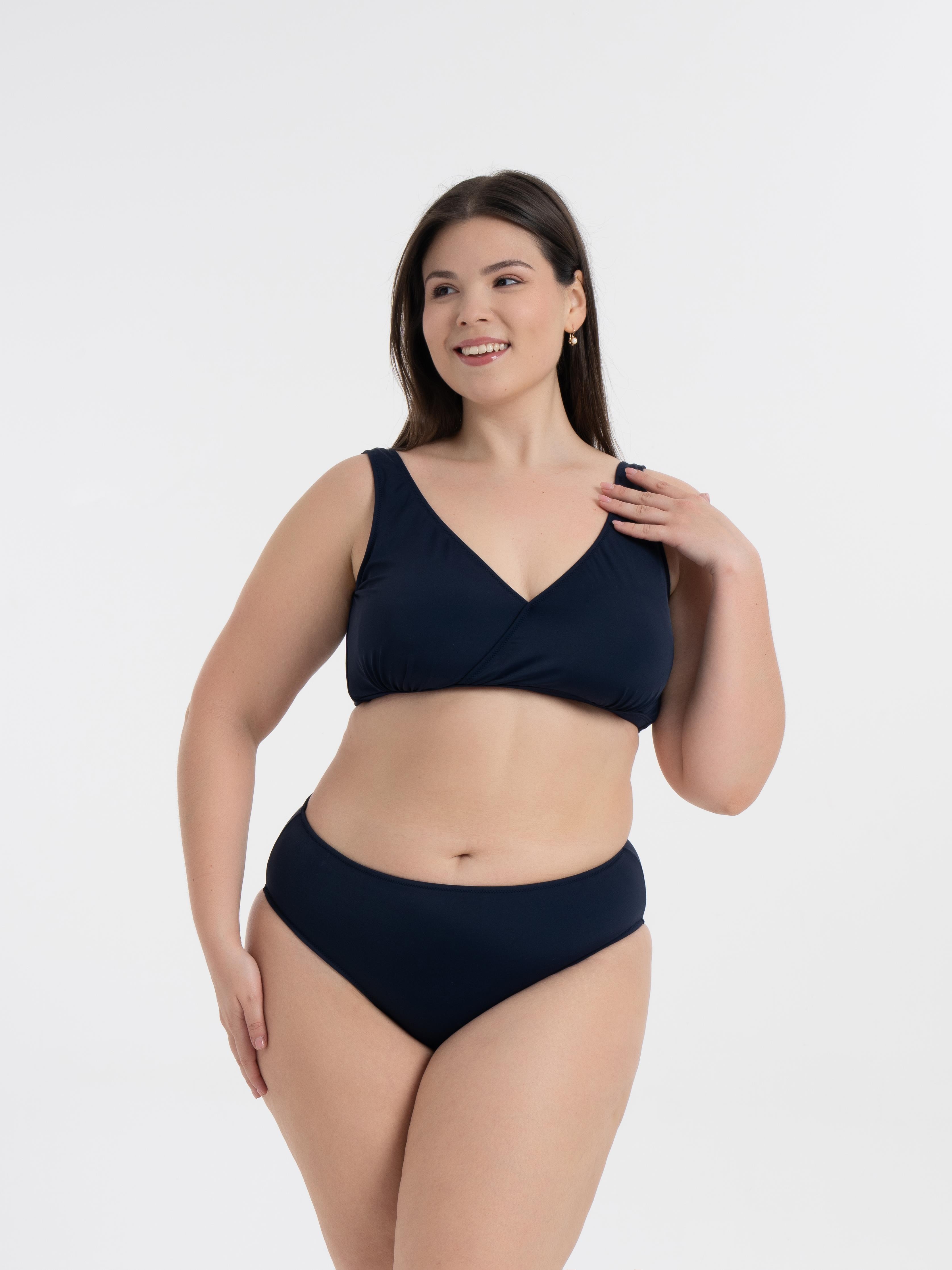 AQUAVİVA Kadın Lacivert Büyük Beden Quinn Kruvaze Detaylı Toparlayıcı Bikini Takımı