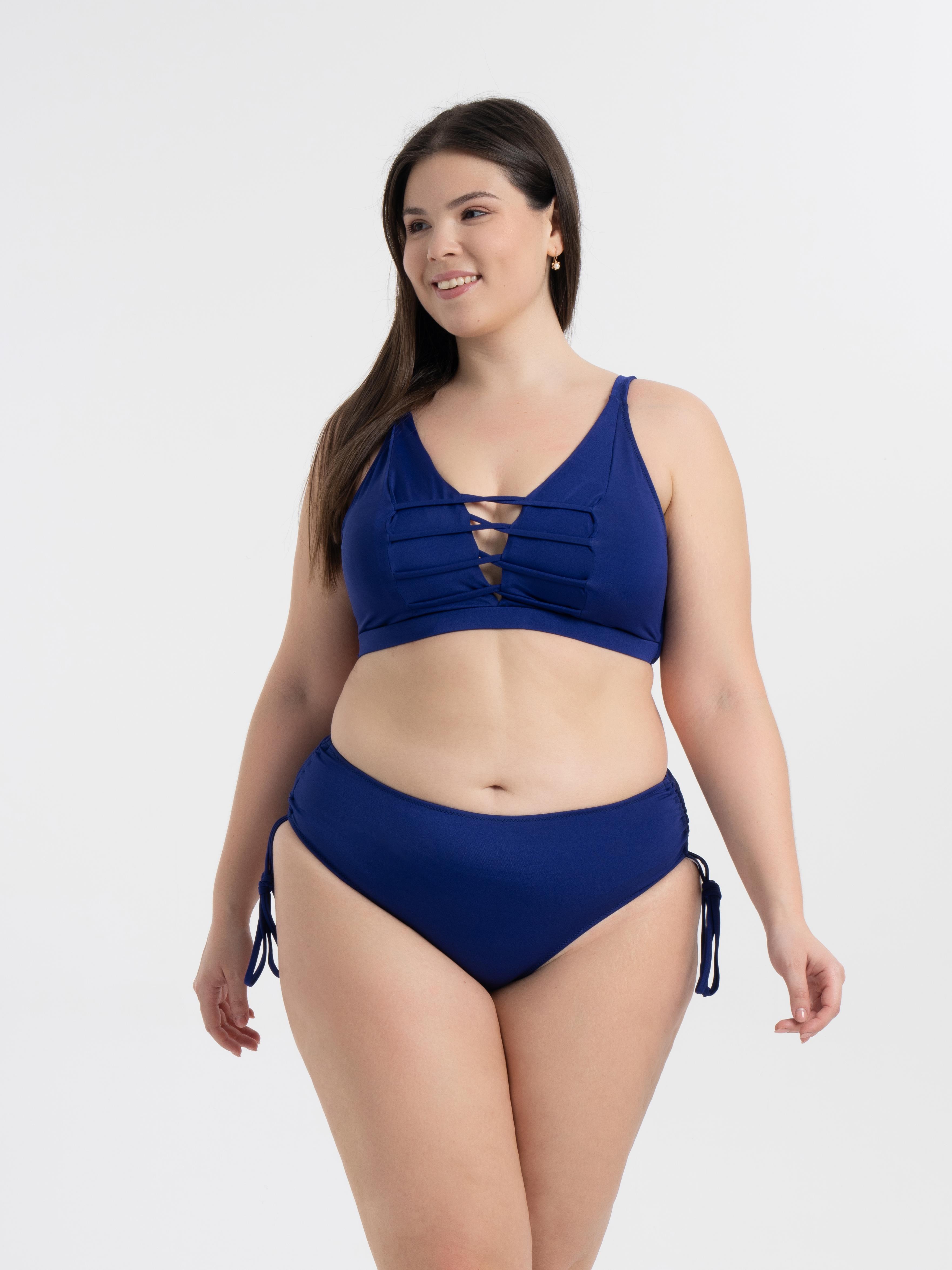 AQUAVİVA Kadın Lacivert Büyük Beden Venezıa Toparlayıcı Çapraz İpli Dekolte Bikini Takımı