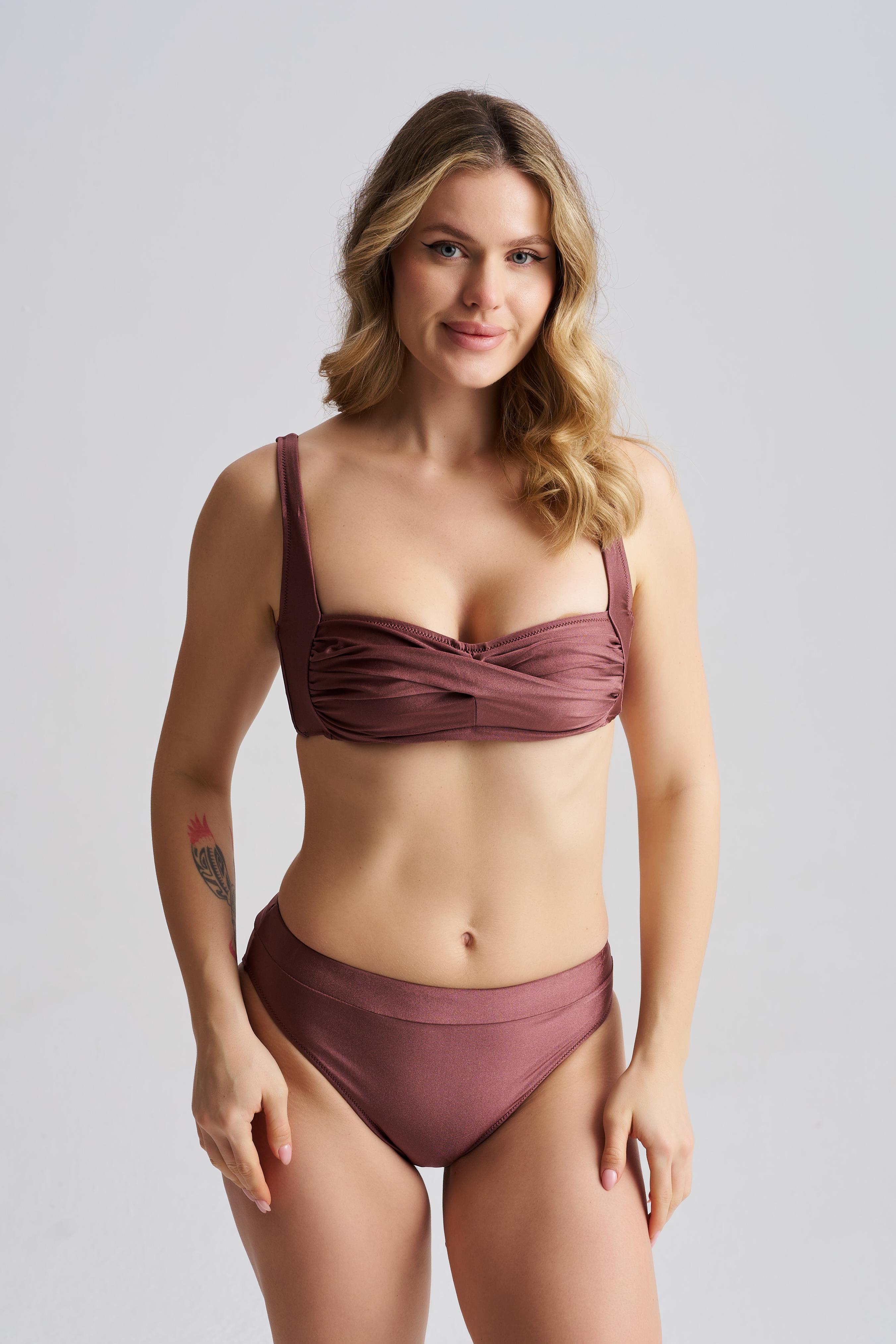 AQUAVİVA Kadın Luna Straplez Askılı Bikini Takımı Kahverengi 