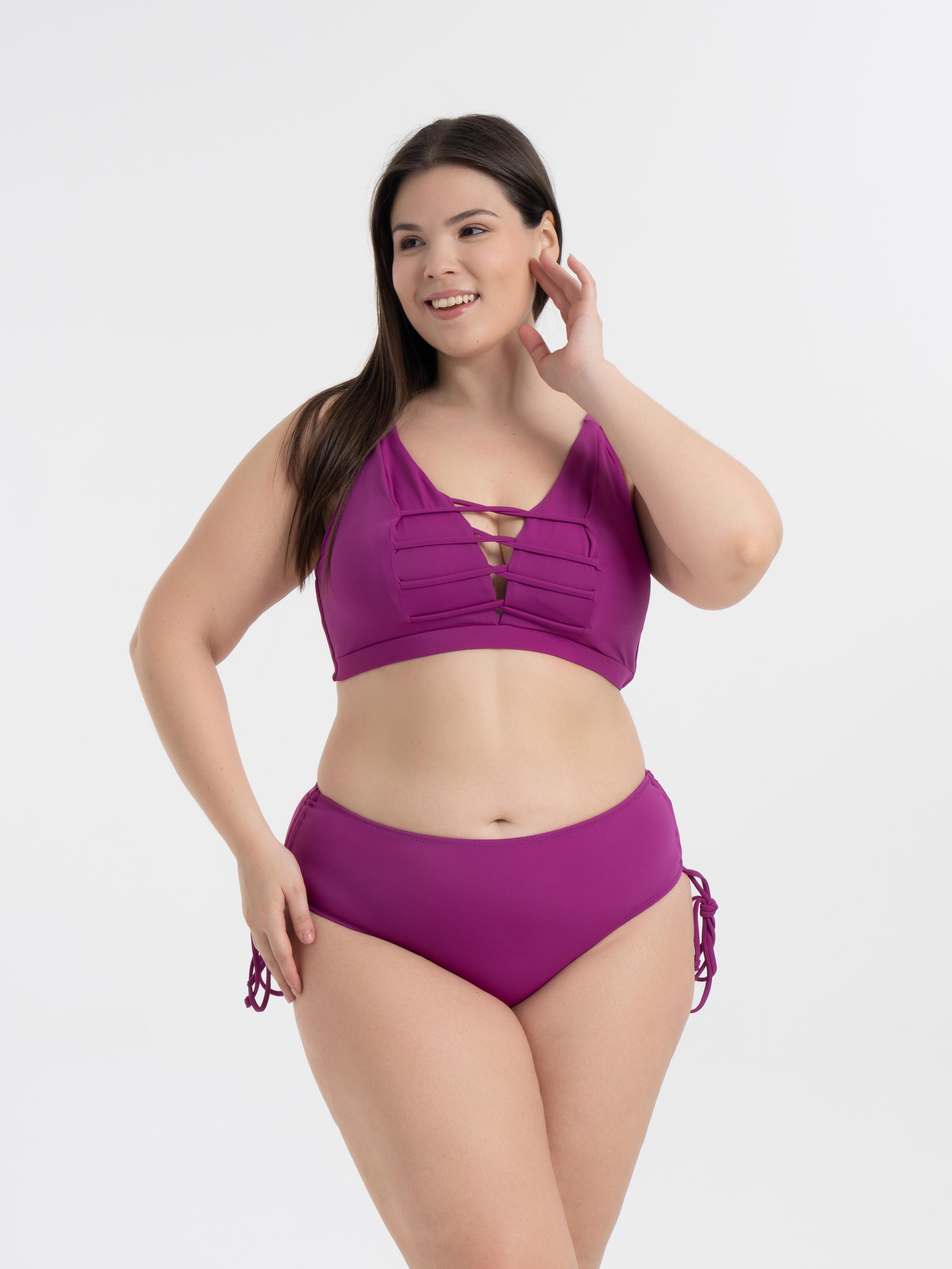 AQUAVİVA Kadın Mor  Büyük Beden Venezıa Toparlayıcı Çapraz İpli Dekolte Bikini Takımı