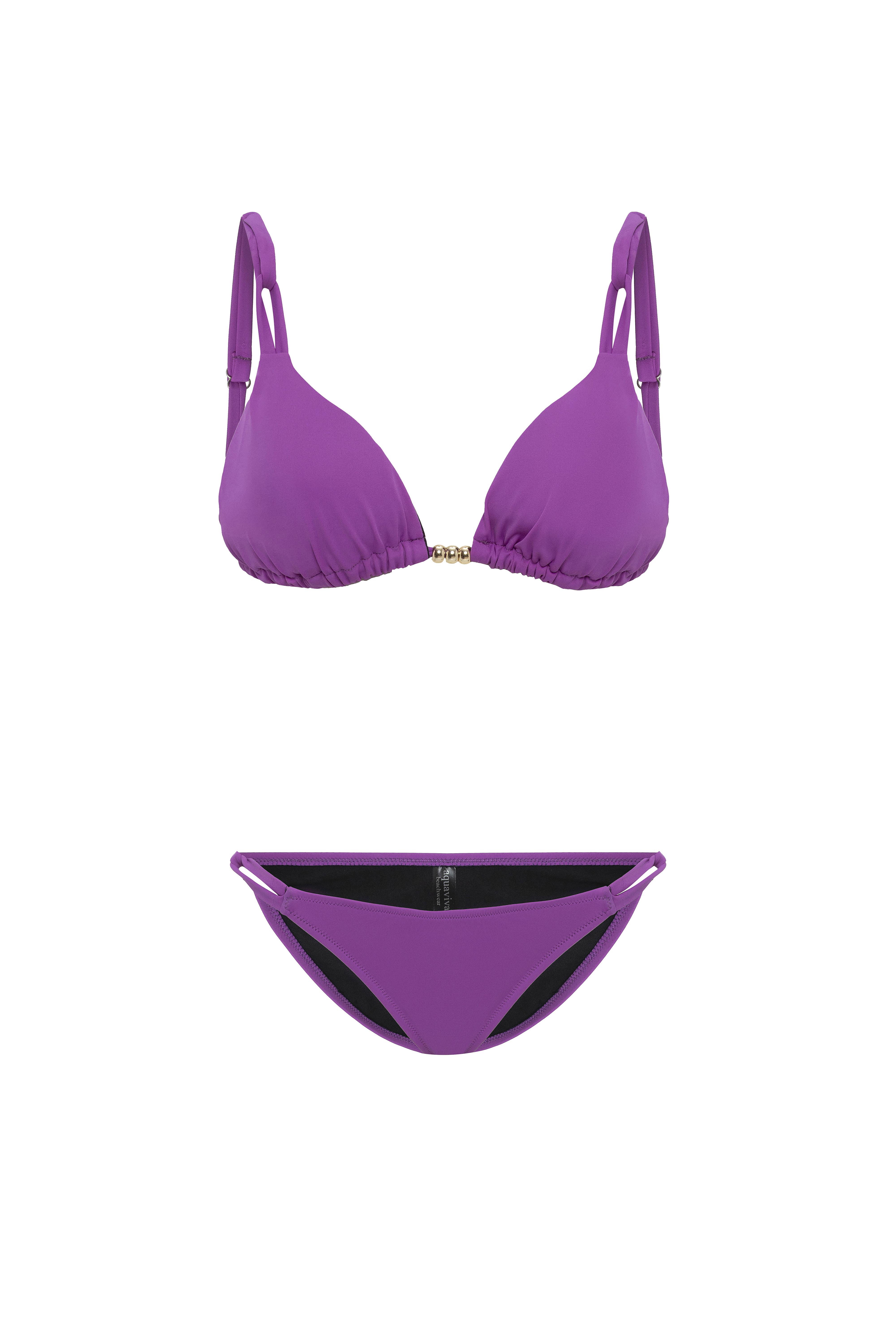 AQUAVİVA Kadın Mor İzabella Gold Aksesuarlı Üçgen Bikini Takımı
