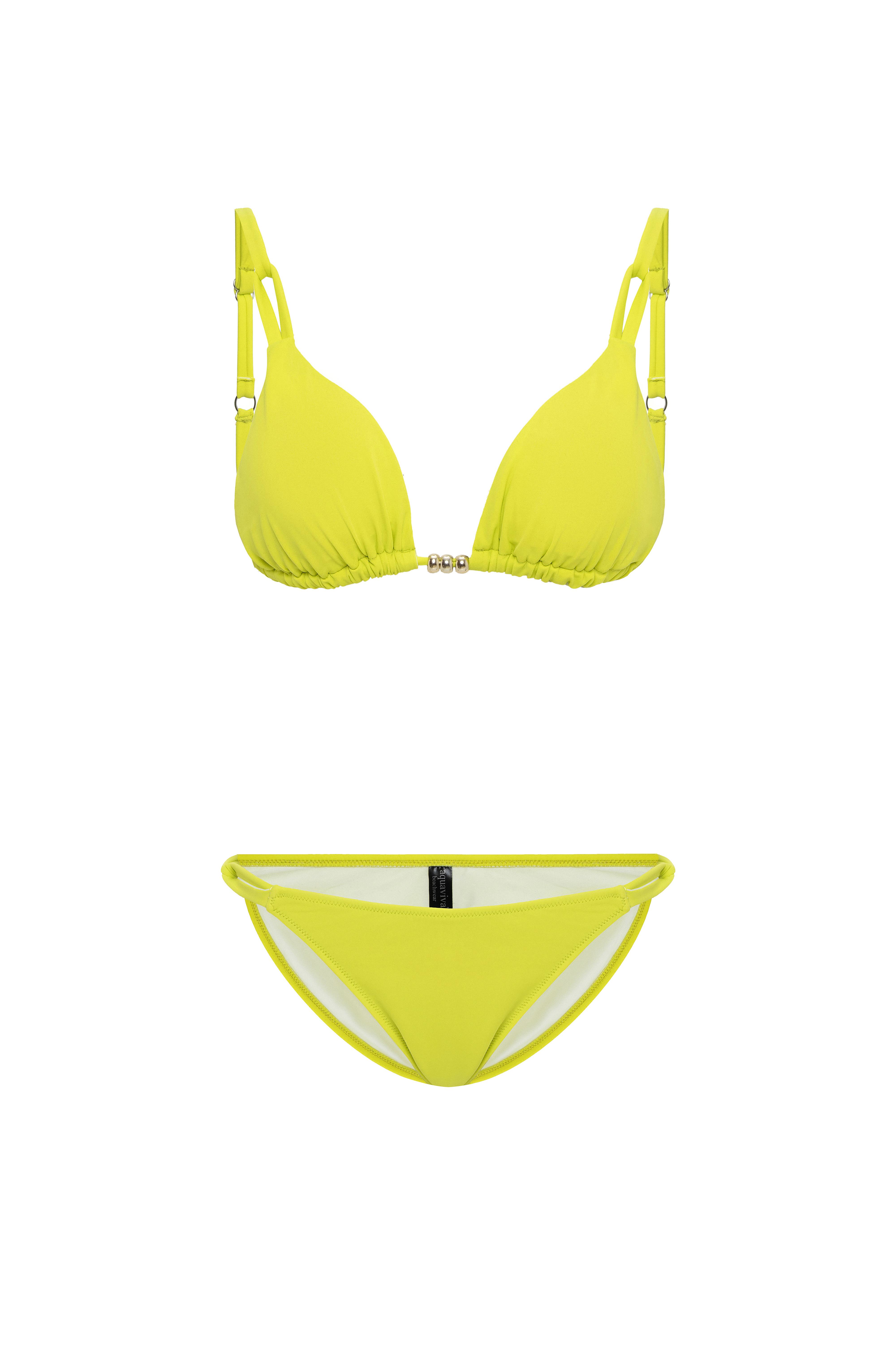AQUAVİVA Kadın Neon Yeşil İzabella Gold Aksesuarlı Üçgen Bikini Takımı