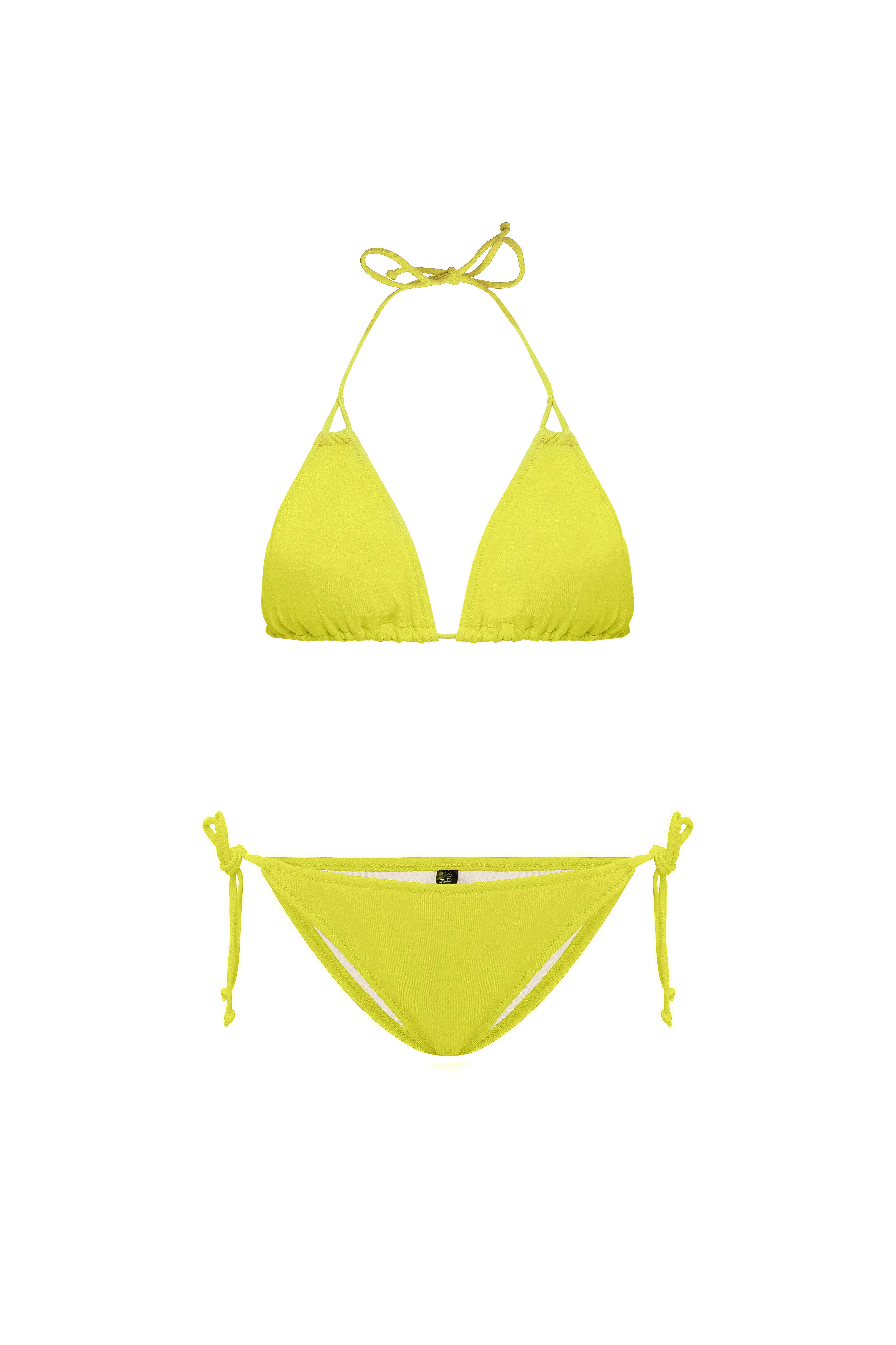 AQUAVİVA Kadın Neon Yeşil Stella Boyundan Bağlı Yanı İpli Üçgen Bikini Takımı