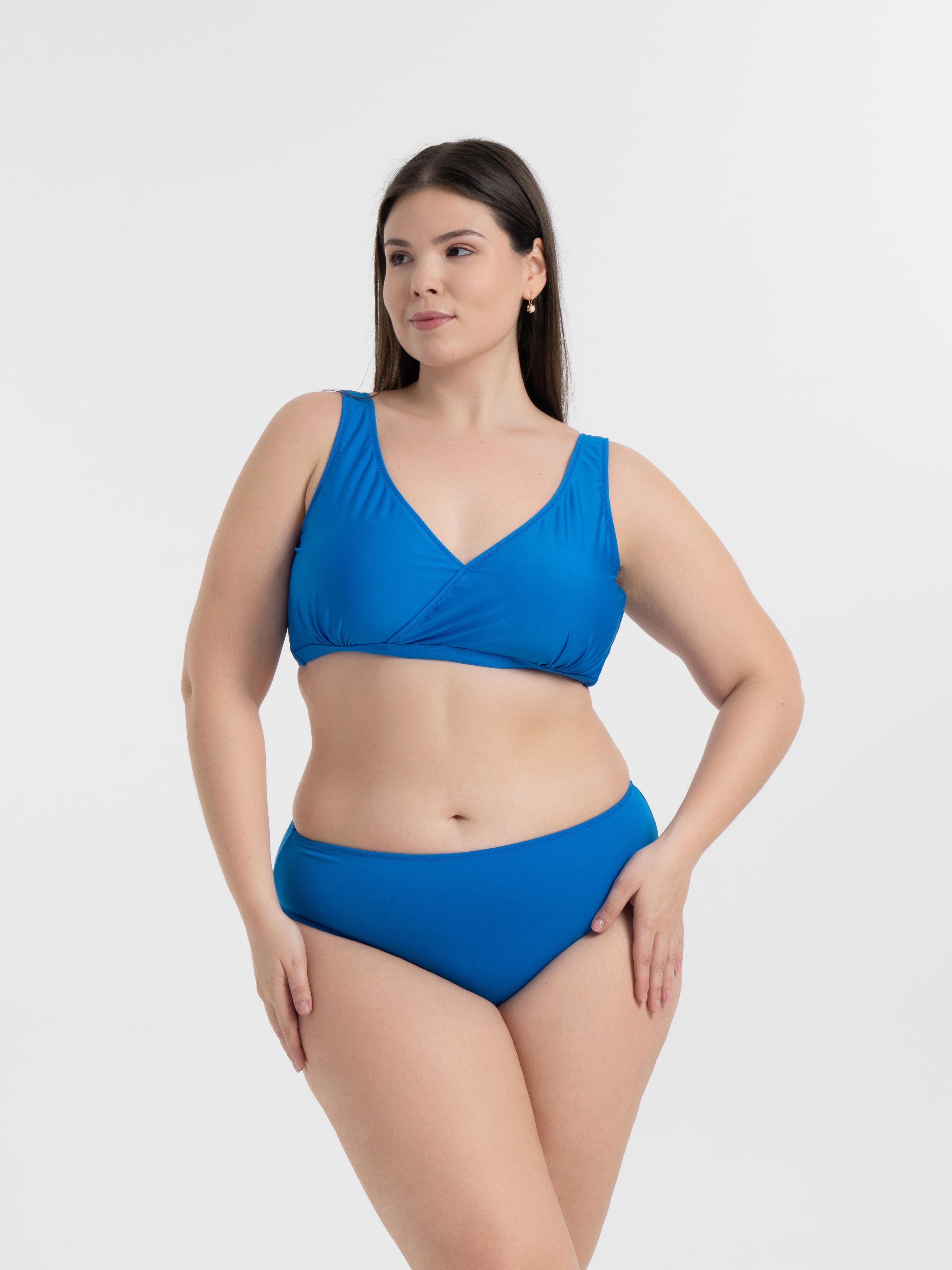 AQUAVİVA Kadın Saks Büyük Beden Quinn Kruvaze Detaylı Toparlayıcı Bikini Takımı