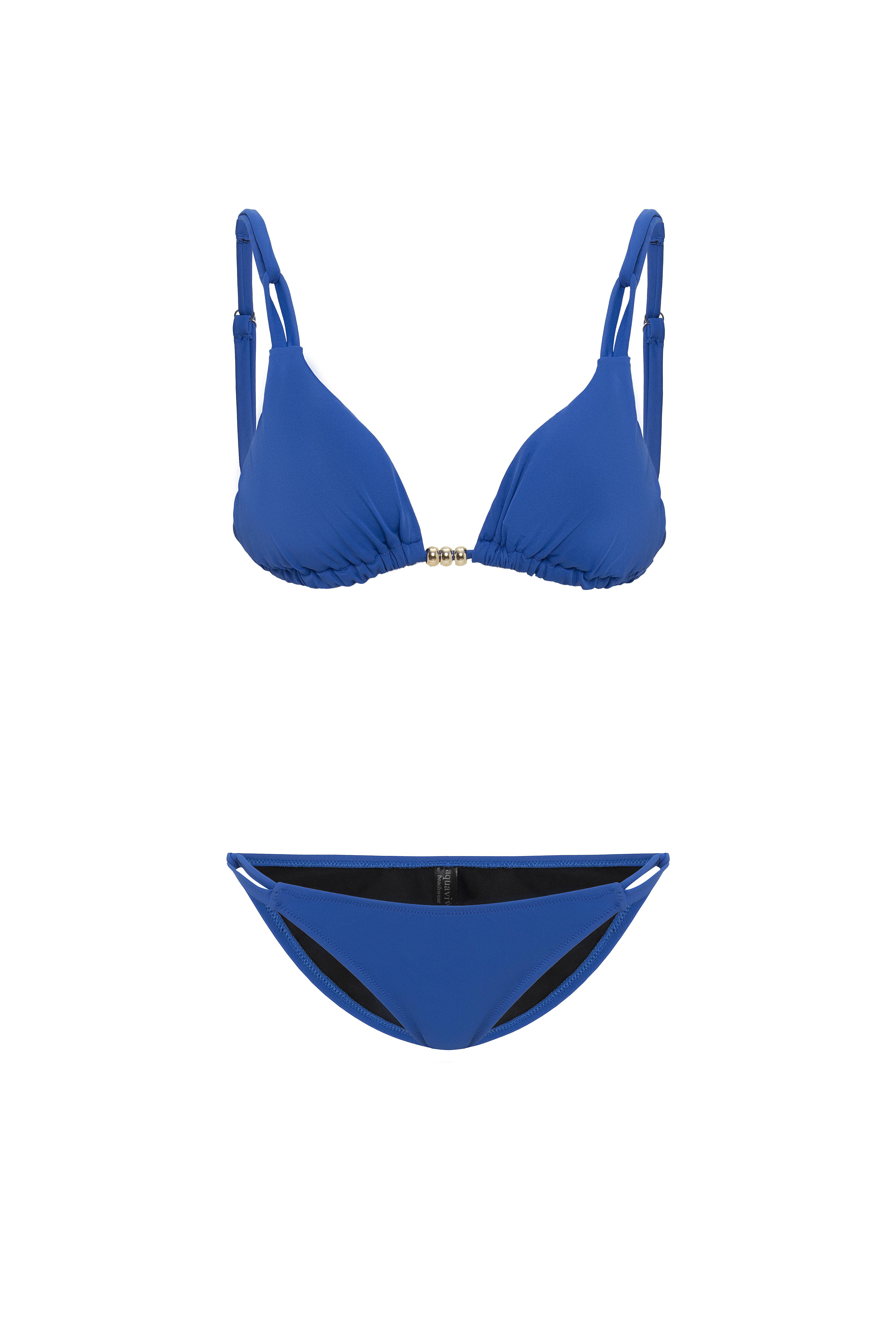 AQUAVİVA Kadın Saks İzabella Gold Aksesuarlı Üçgen Bikini Takımı