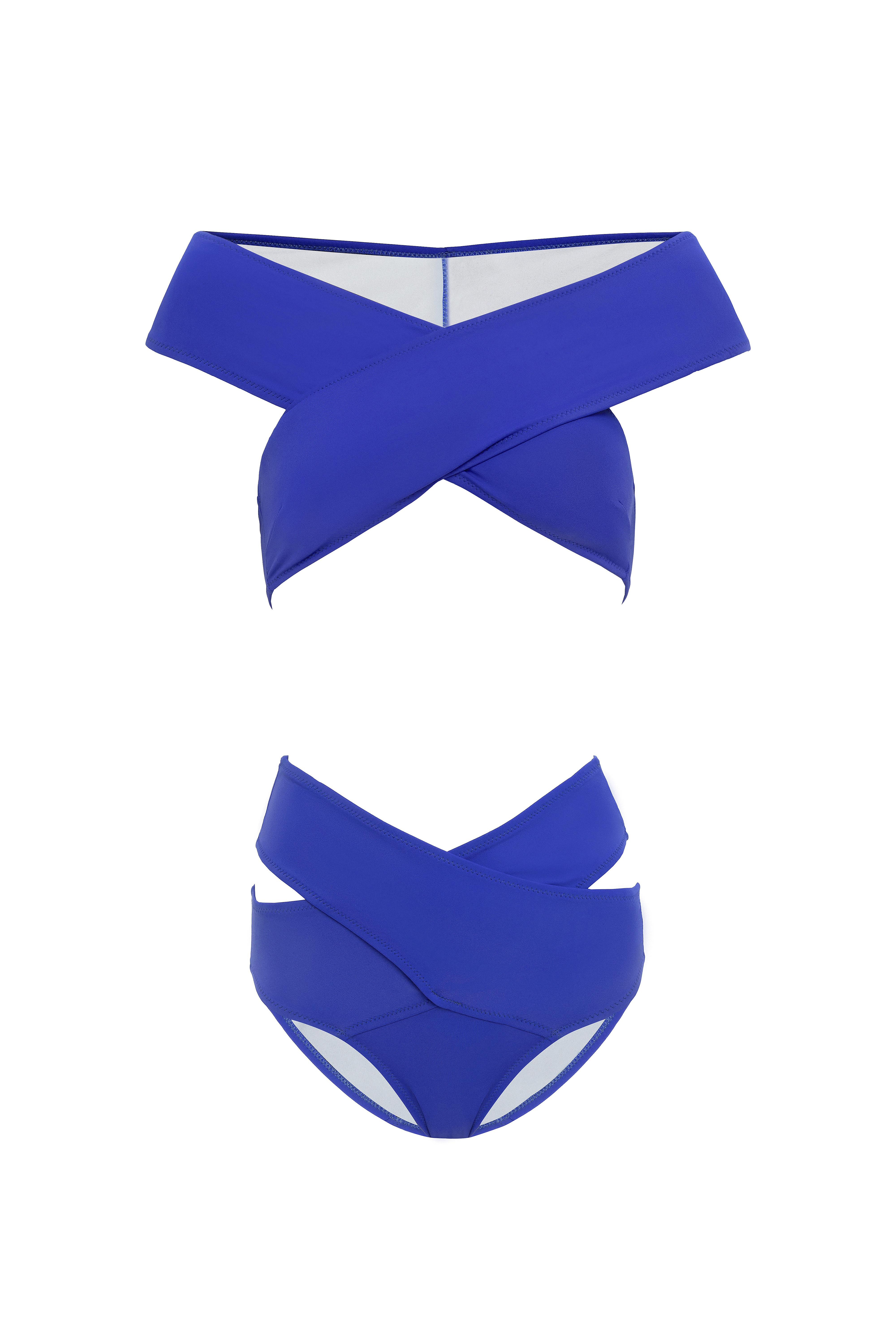 AQUAVİVA Kadın Saks Shay Çapraz Kombin Bikini Takımı