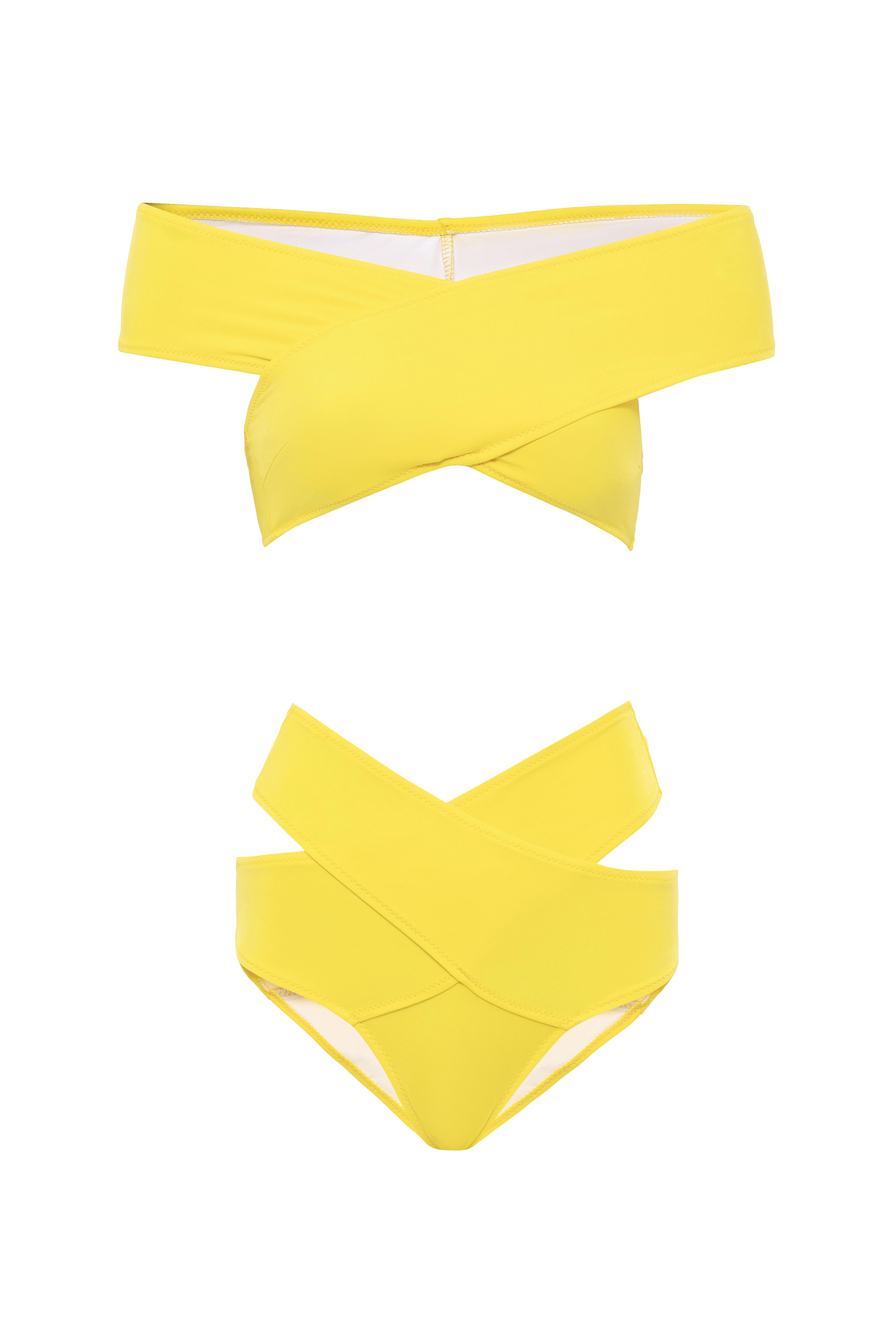 AQUAVİVA Kadın Sarı Shay Çapraz Kombin Bikini Takımı