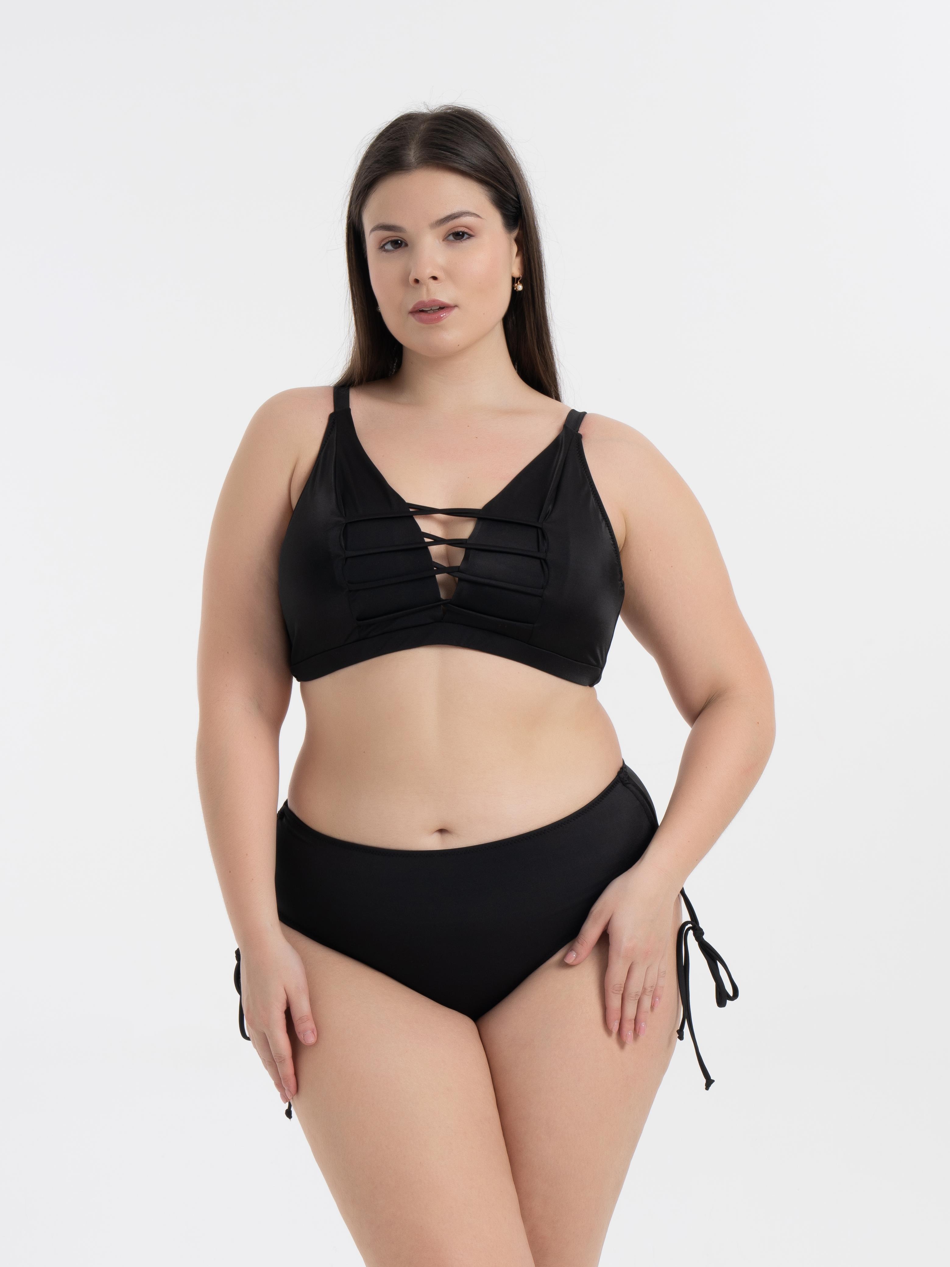 AQUAVİVA Kadın Siyah Büyük Beden Venezıa Toparlayıcı Çapraz İpli Dekolte Bikini Takımı