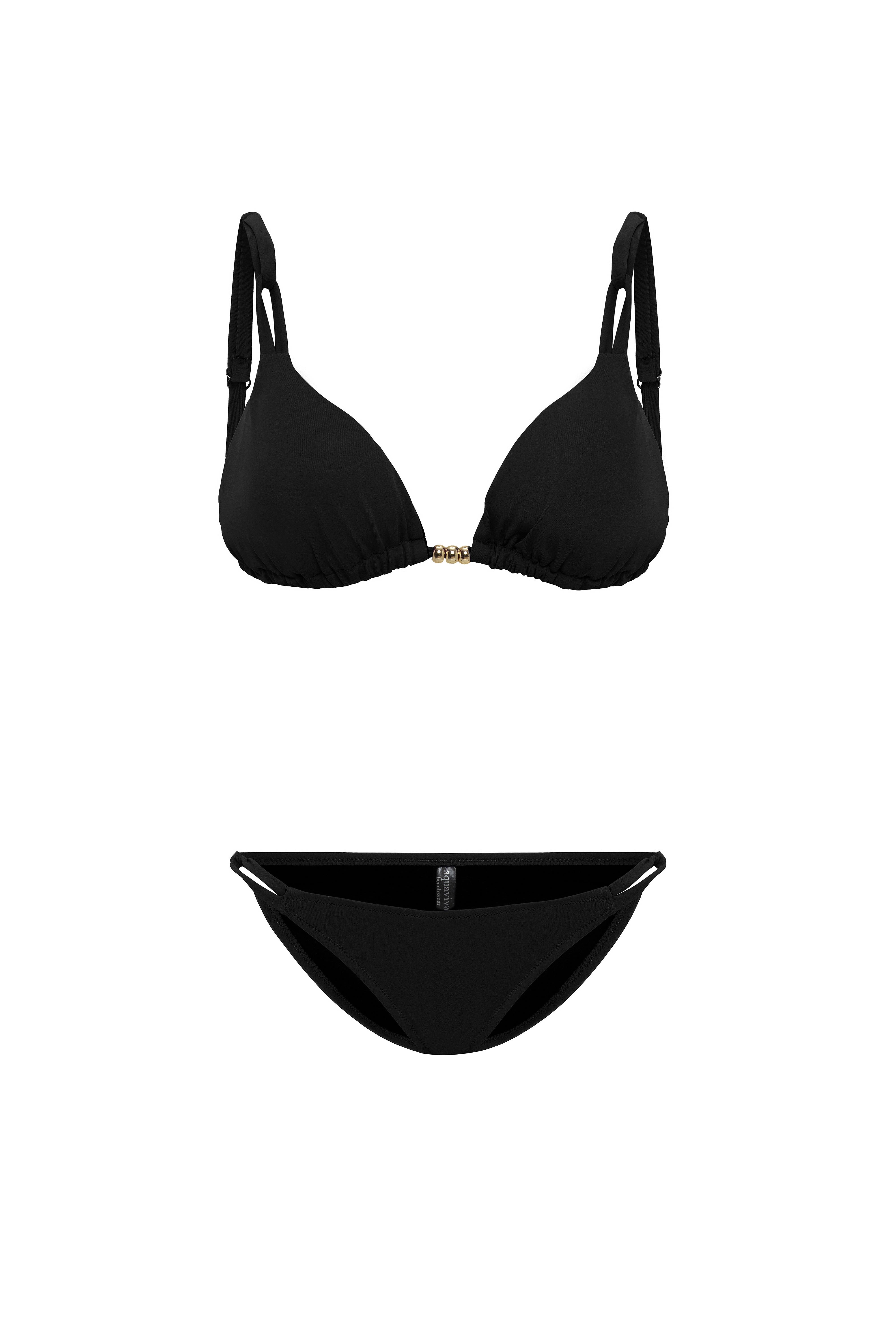 AQUAVİVA Kadın Siyah İzabella Gold Aksesuarlı Üçgen Bikini Takımı