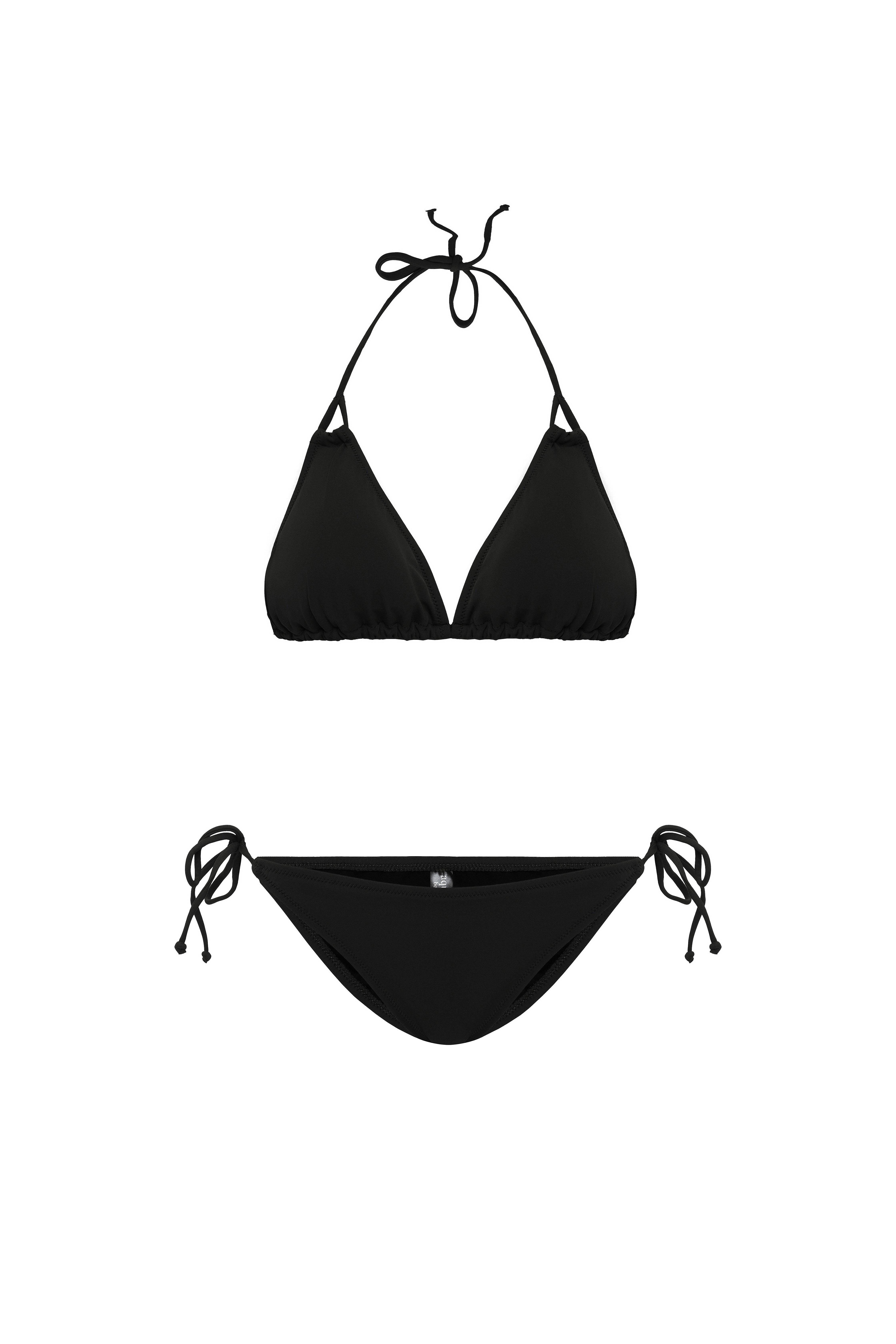 AQUAVİVA Kadın Siyah Stella Boyundan Bağlı Yanı İpli Üçgen Bikini Takımı
