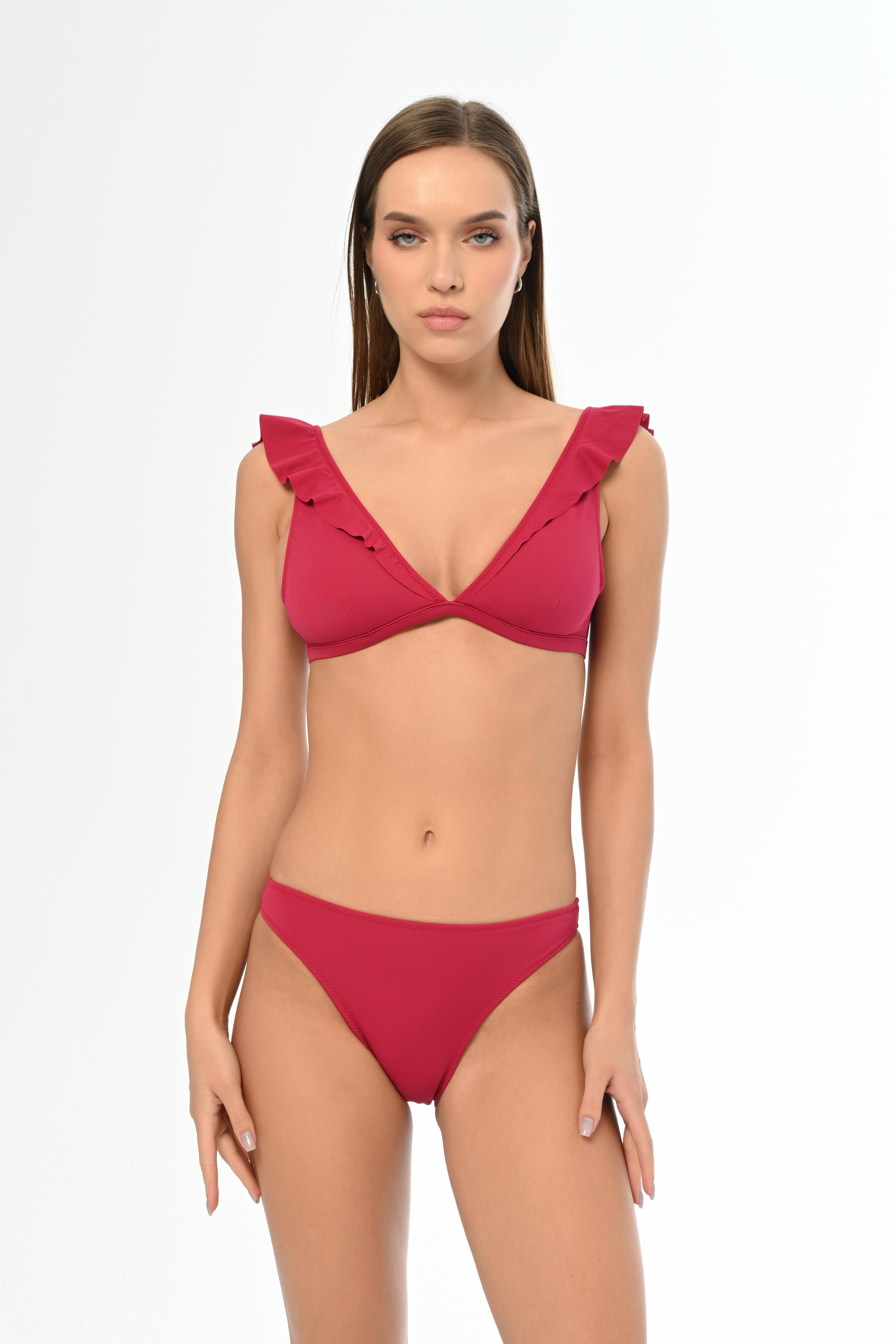 AQUAVİVA Kadın Vişne Fırfırlı Elizabeth Bikini Takımı