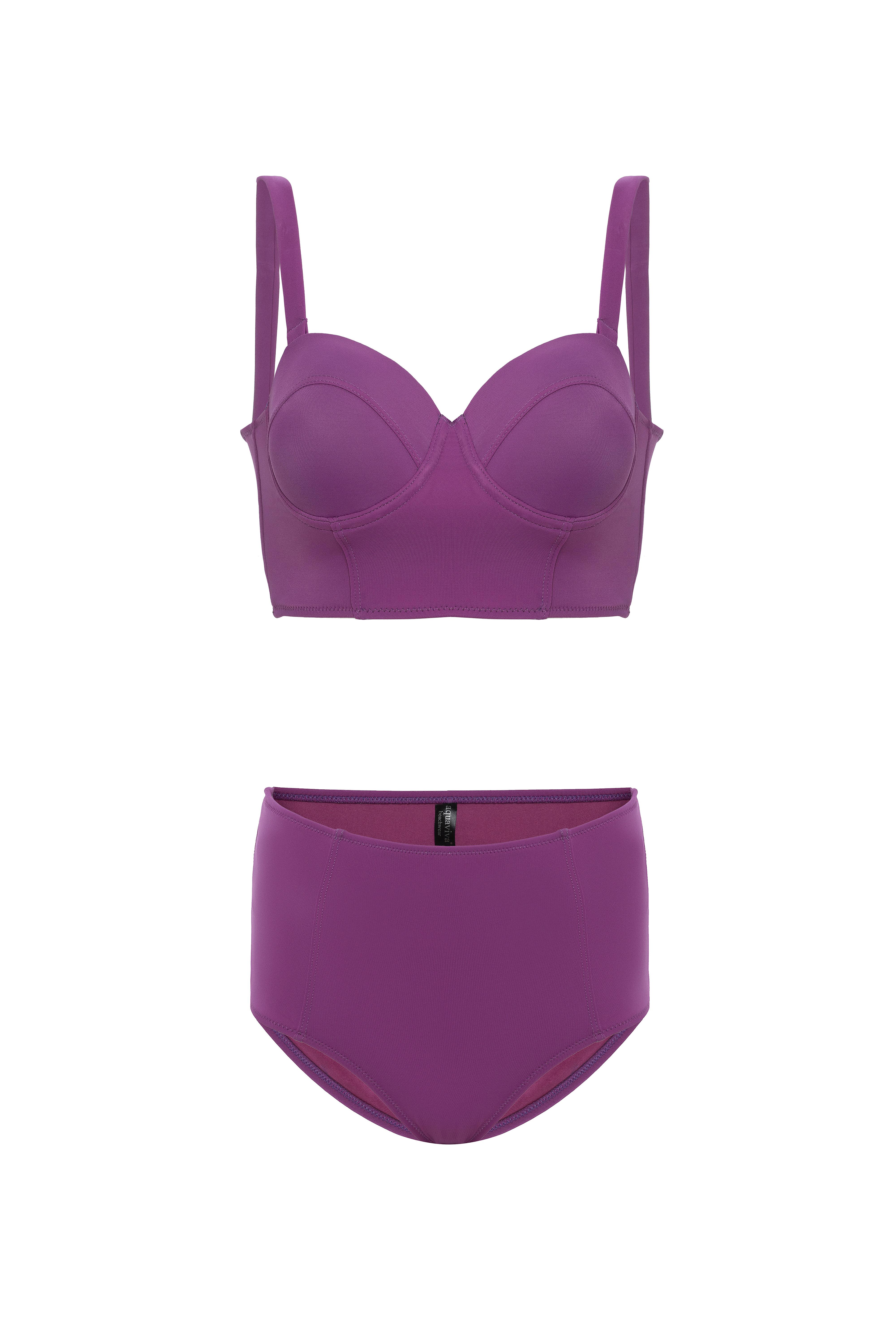 AQUAVİVA Kadın Vişne Valencia Sırt Detaylı Dolgulu Yüksek Bel Bikini Takımı