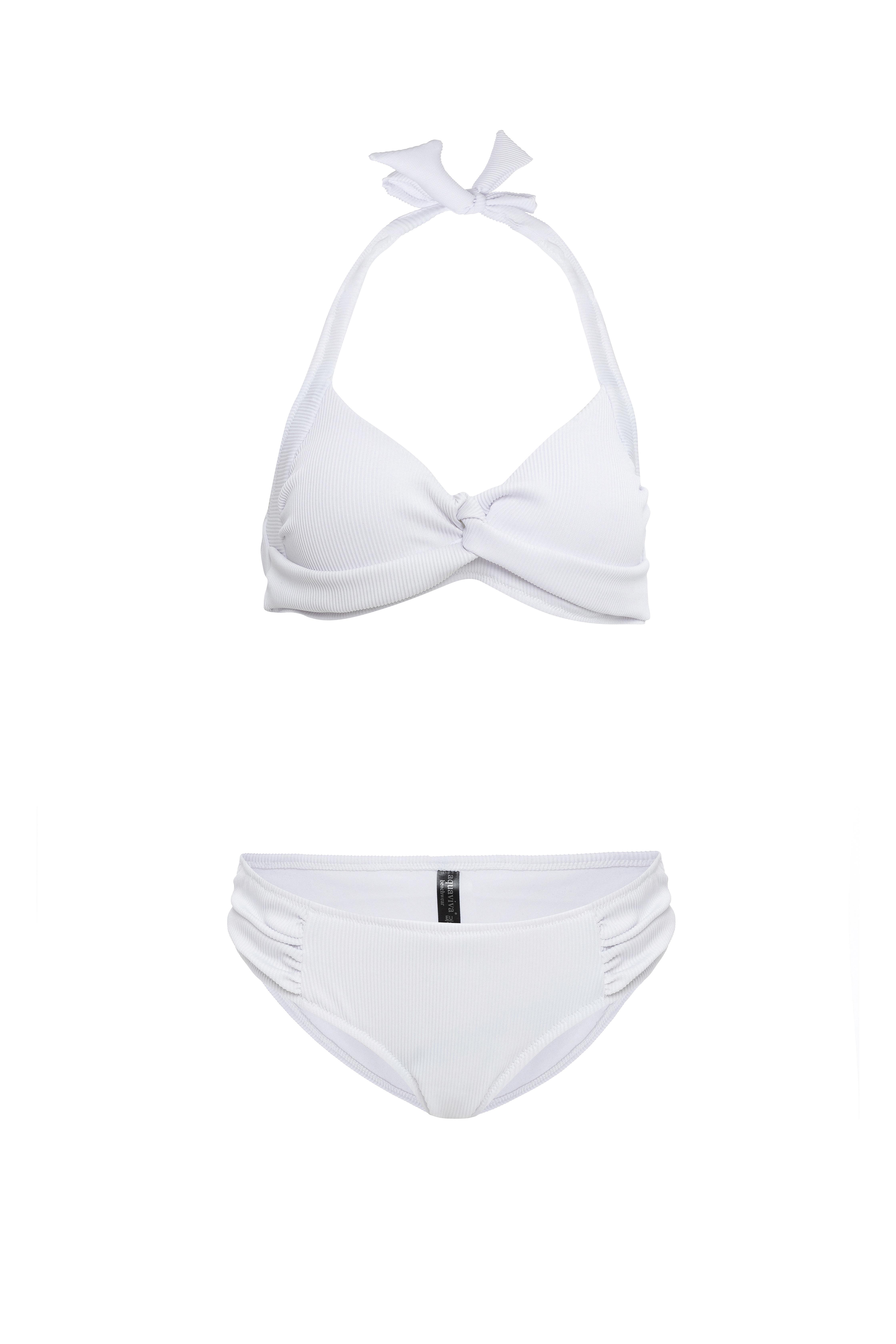 AQUAVİVA Kadın Beyaz Fitilli Violet Boyundan Baglı Bikini Takımı