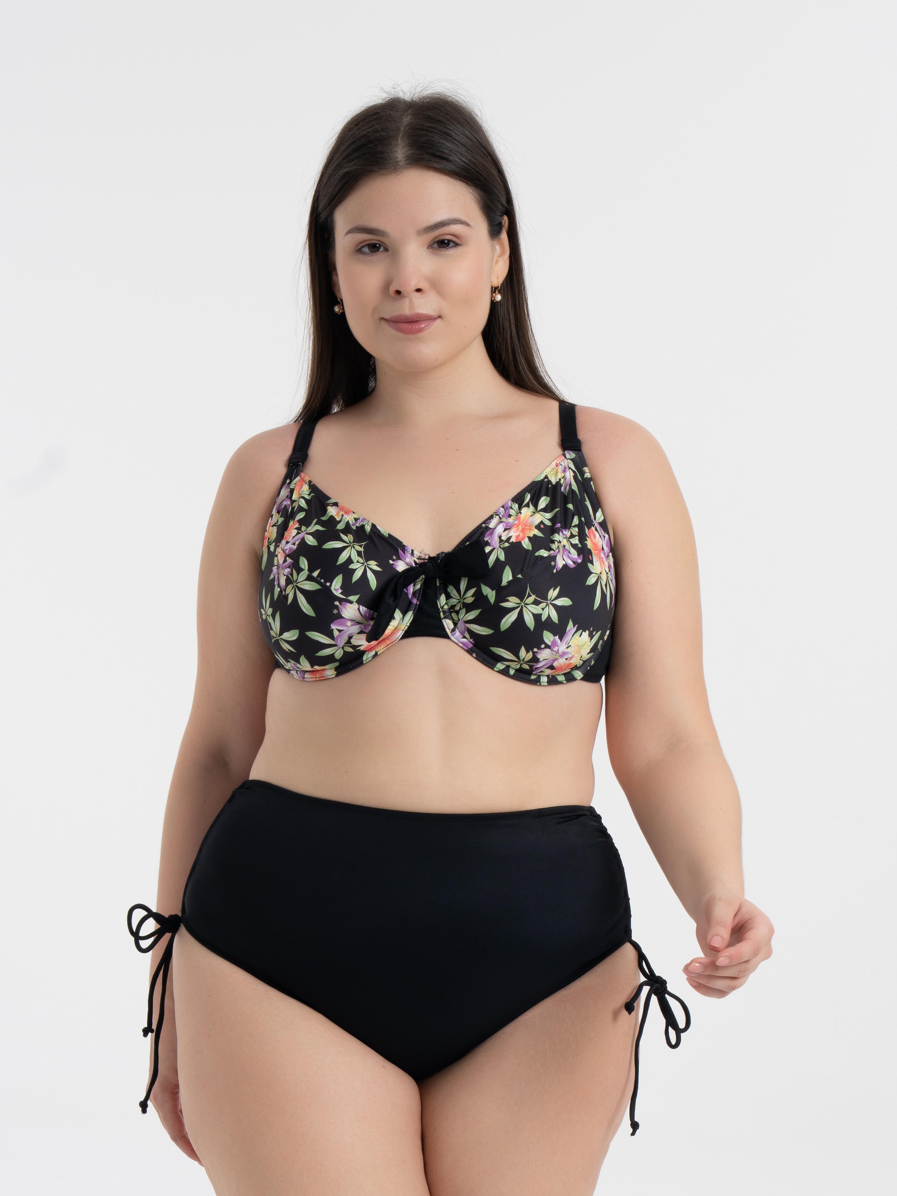 AQUAVİVA Kadın Büyük Beden Siyah Leylak Desen Daniela Balen Destekli Bikini Takımı