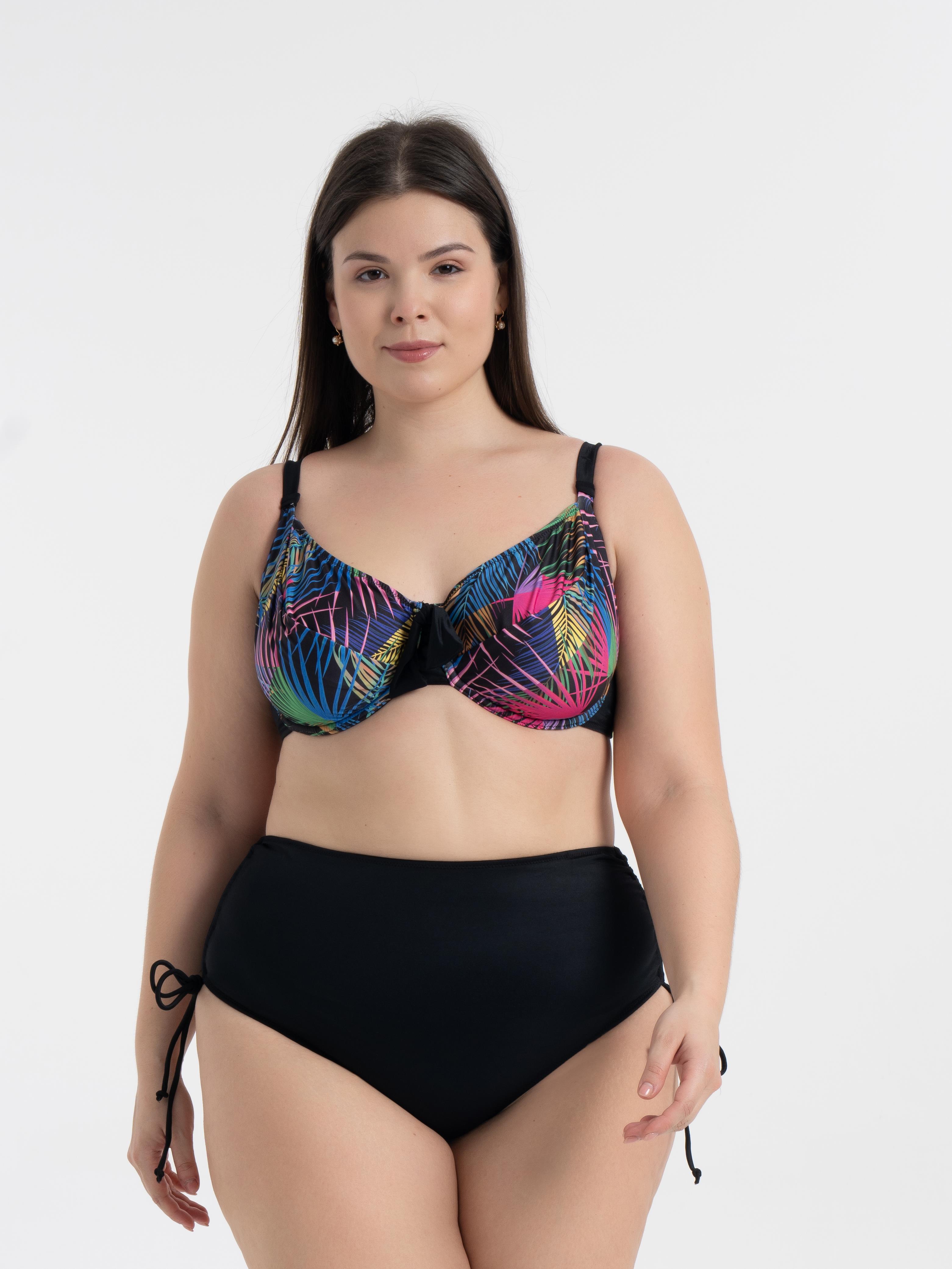 AQUAVİVA Kadın Büyük Beden Siyah Palmiye Desen Daniela Balen Destekli Bikini Takımı