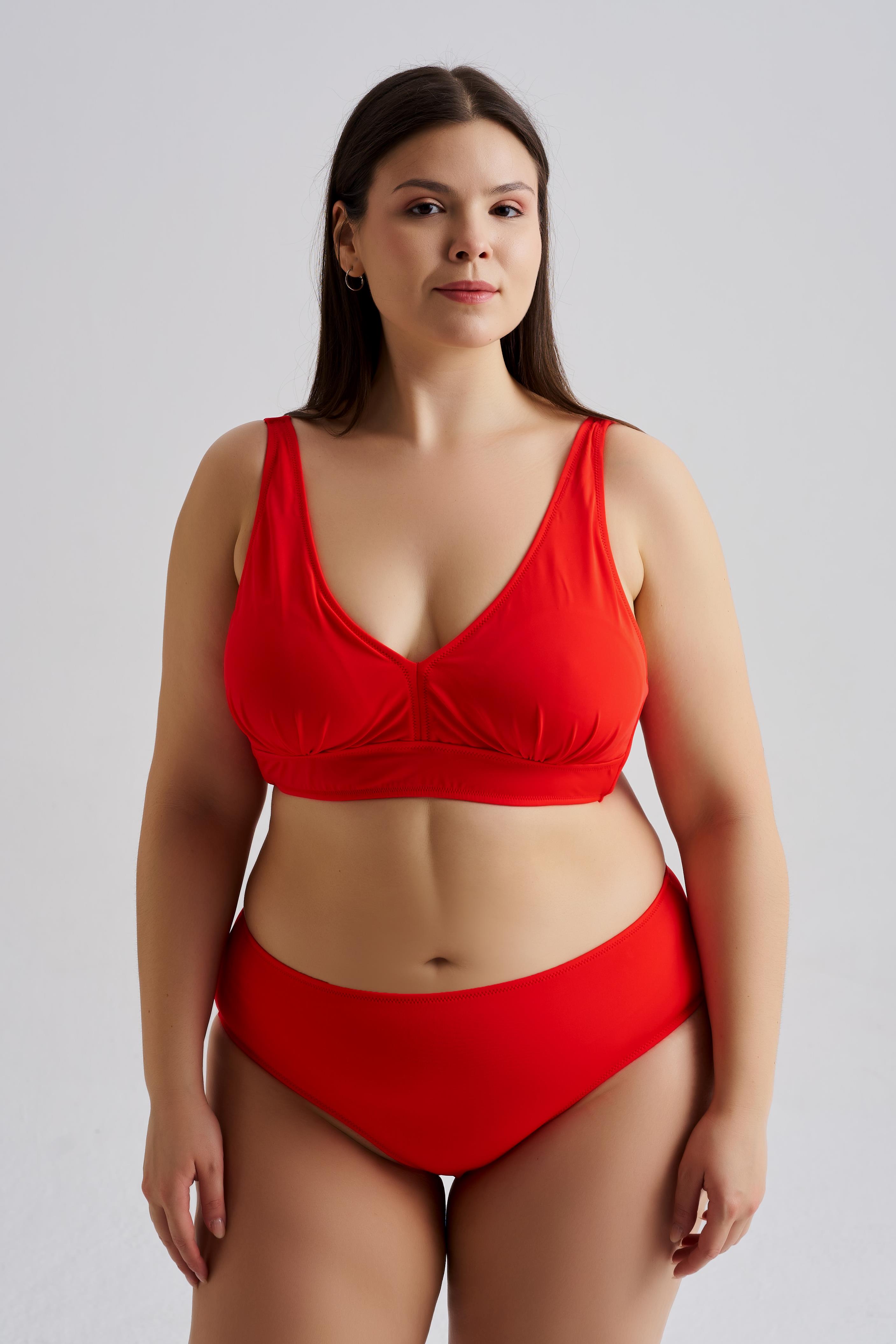AQUAVİVA Kadın Büyük Beden Valeria Toparlayıcı Bikini Takımı Kırmızı 