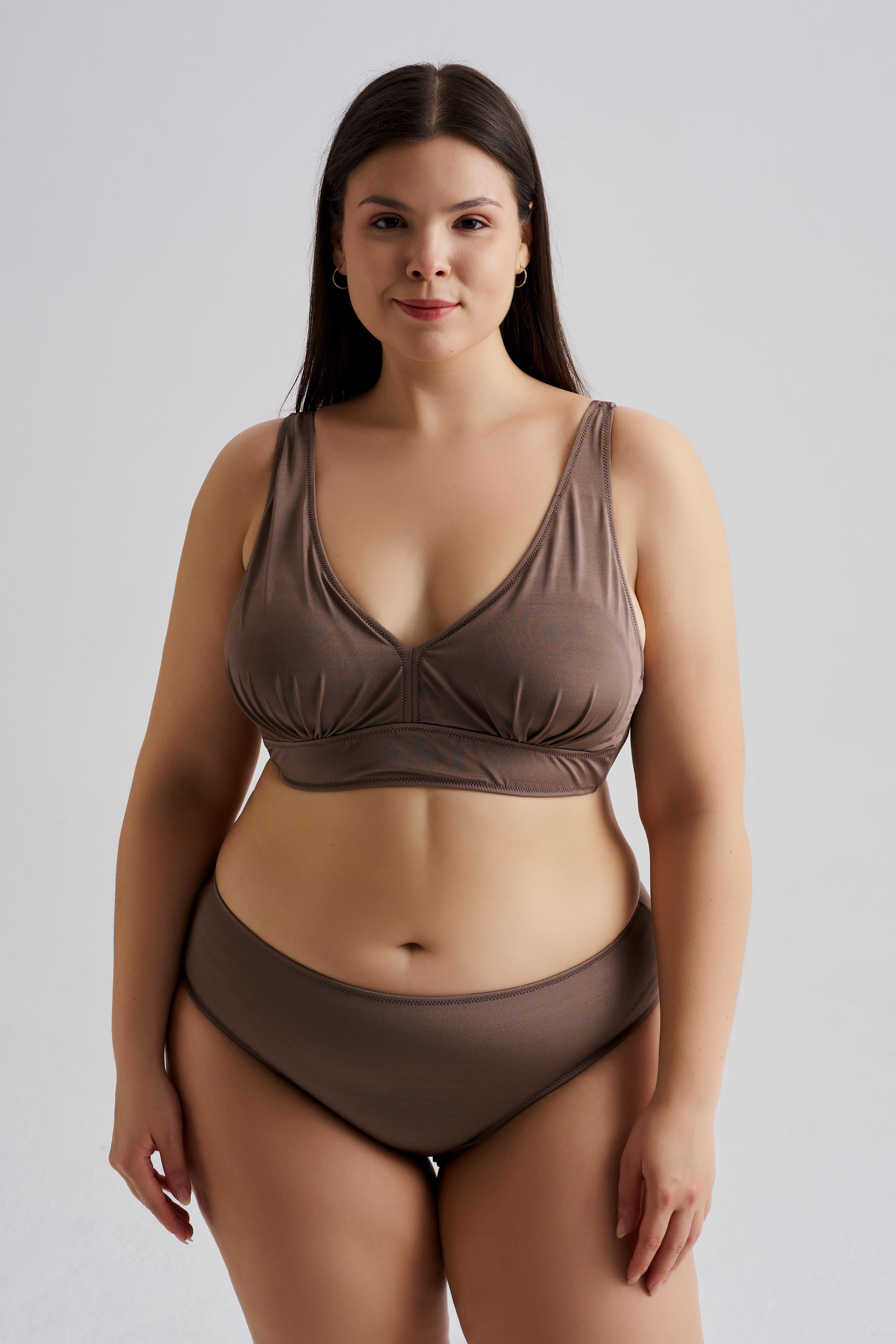 AQUAVİVA Kadın Büyük Beden Valeria Toparlayıcı Bikini Takımı Vizon
