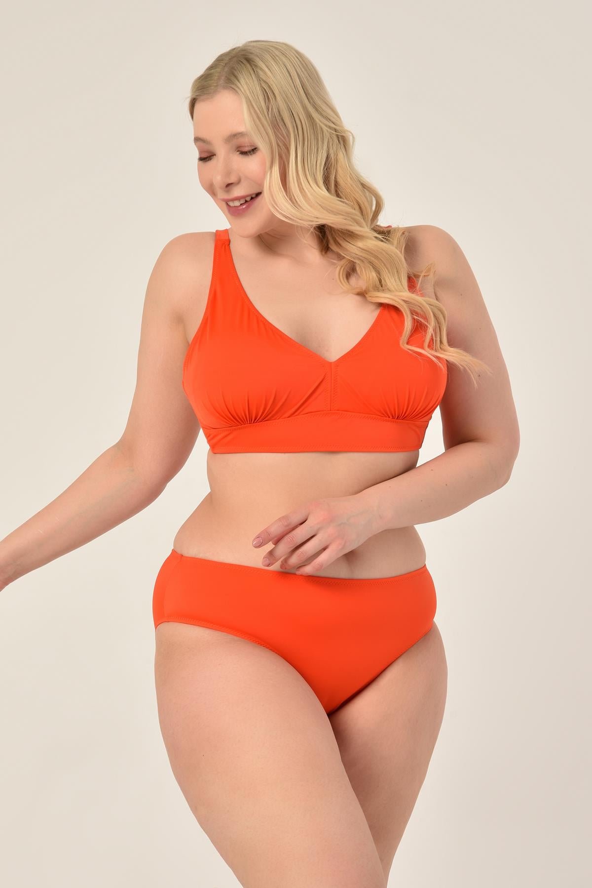 AQUAVİVA Kadın Büyük Beden Valeria Toparlayıcı Bikini Takımı Turuncu