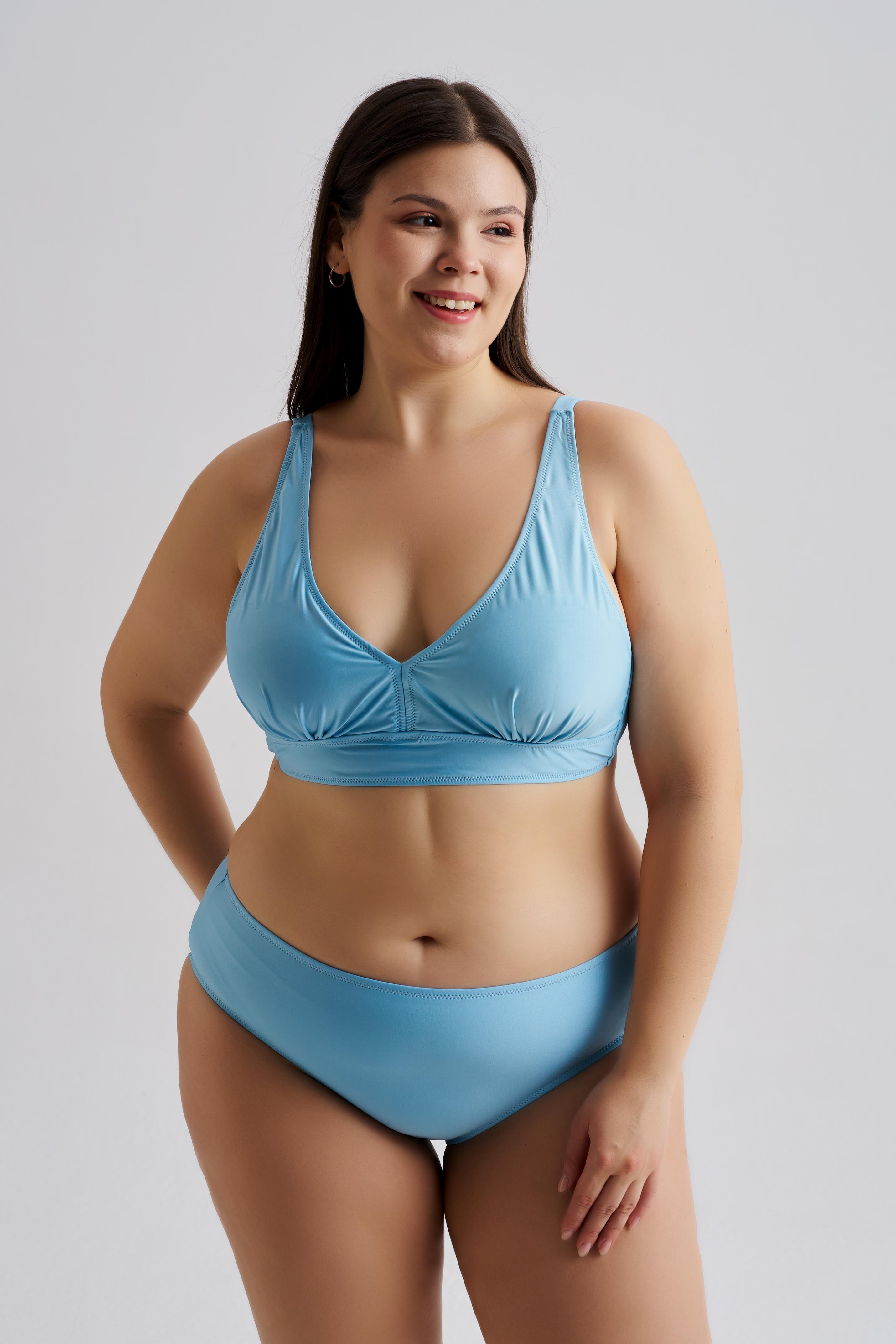 AQUAVİVA Kadın Büyük Beden Valeria Toparlayıcı Bikini Takımı Açık Mavi 