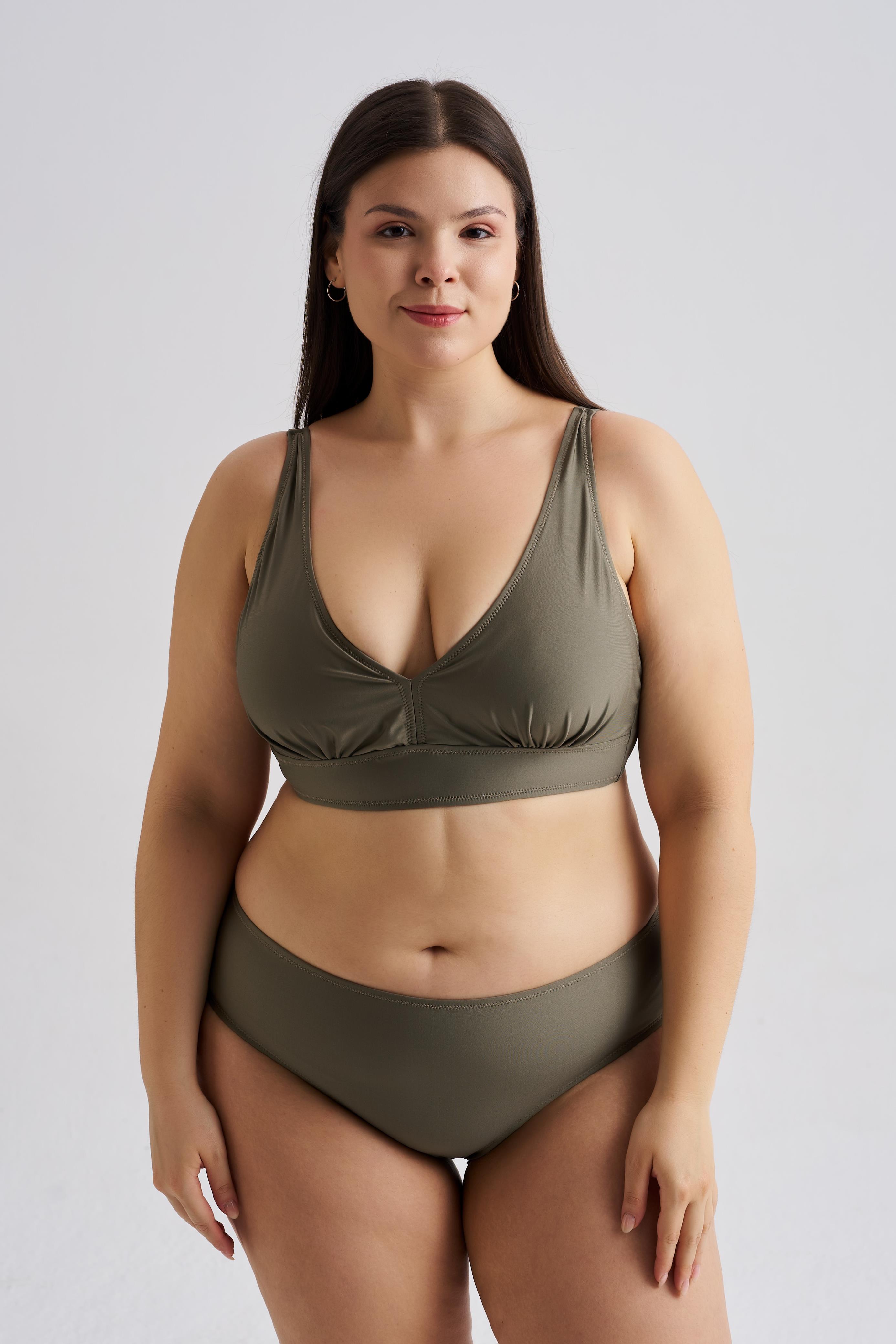 AQUAVİVA Kadın Büyük Beden Valeria Toparlayıcı Bikini Takımı Haki Yeşil 
