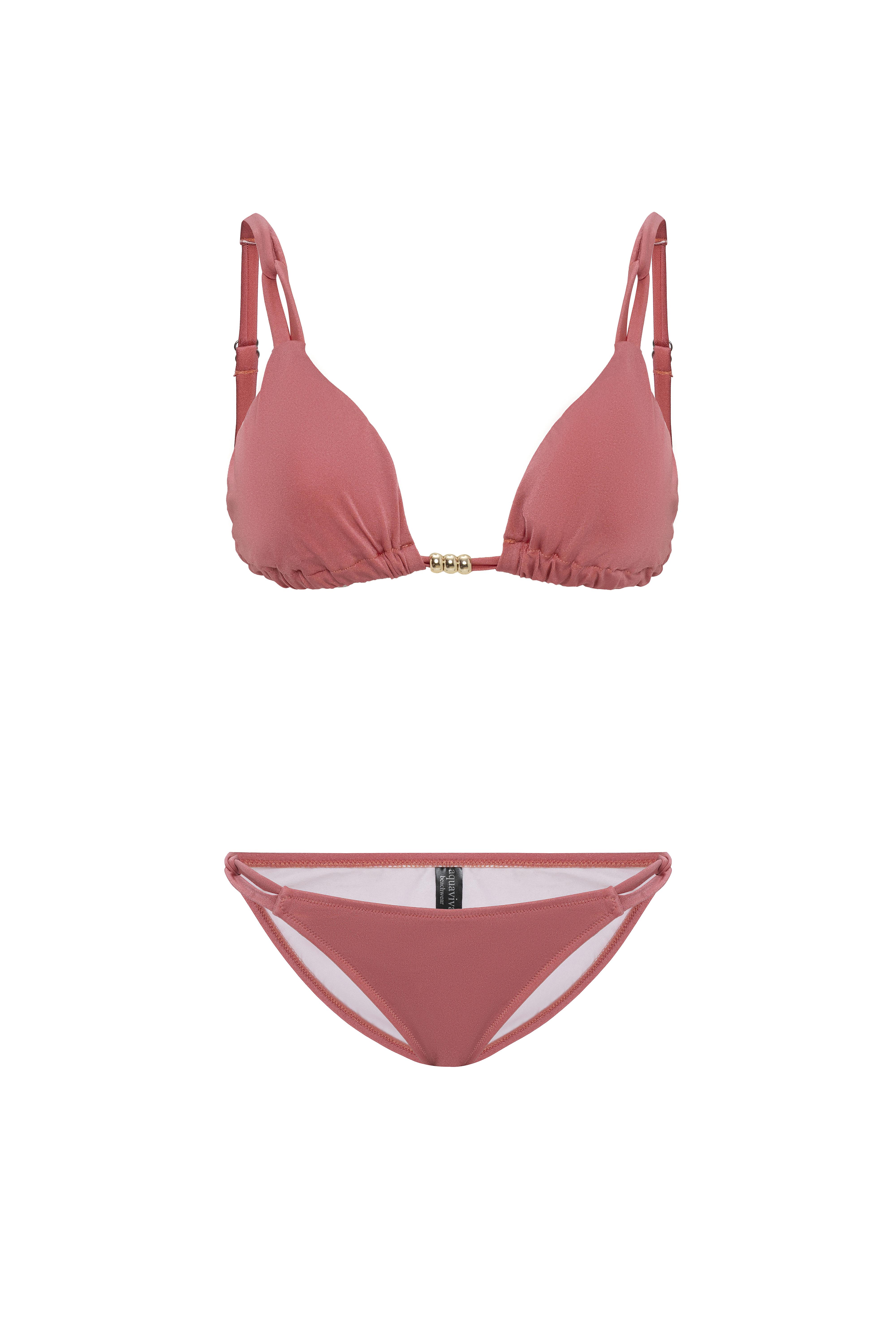AQUAVİVA Kadın Gül Kurusu İzabella Gold Aksesuarlı Üçgen Bikini Takımı