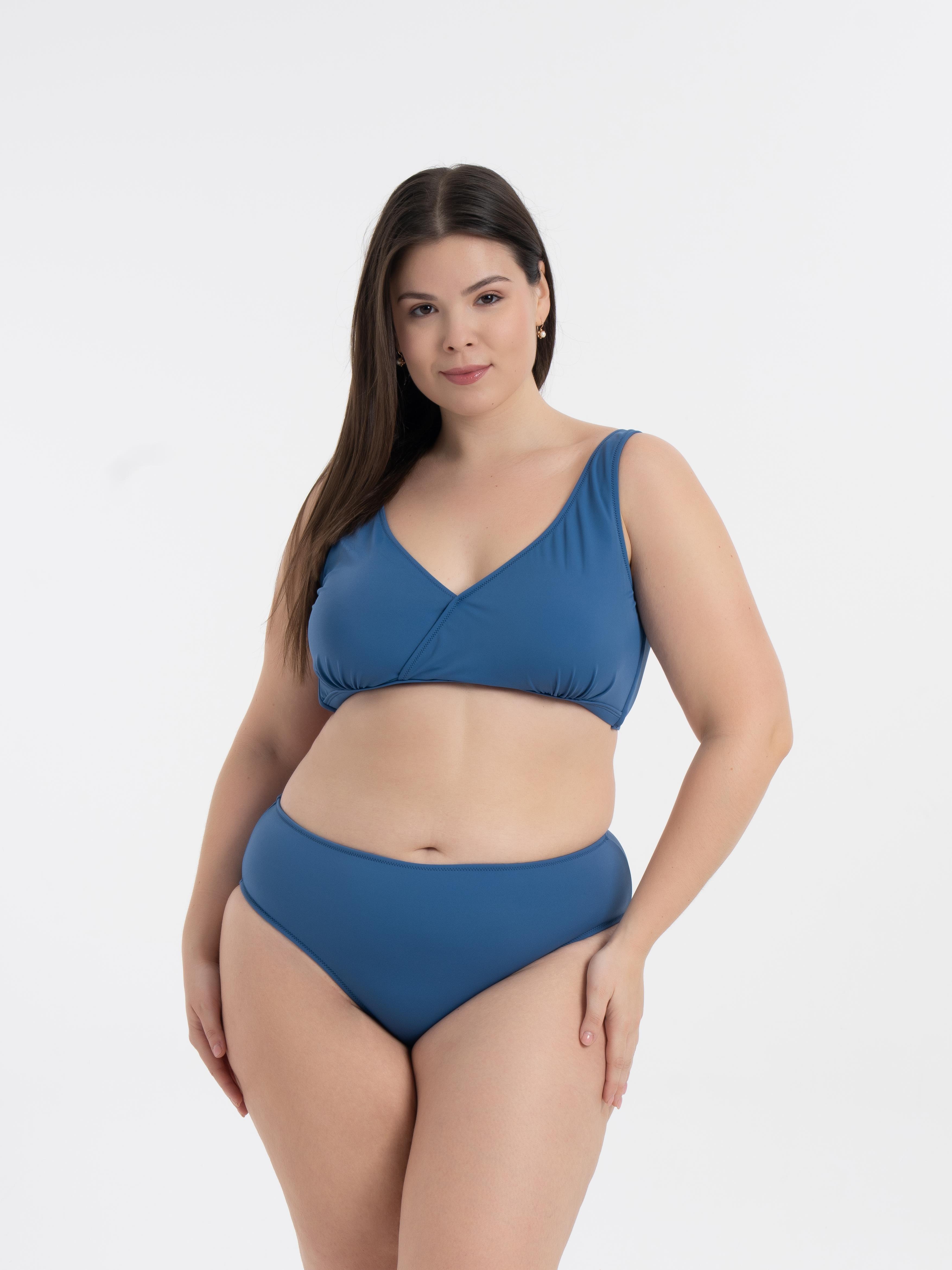AQUAVİVA Kadın İndigo Büyük Beden Quinn Kruvaze Detaylı Toparlayıcı Bikini Takımı