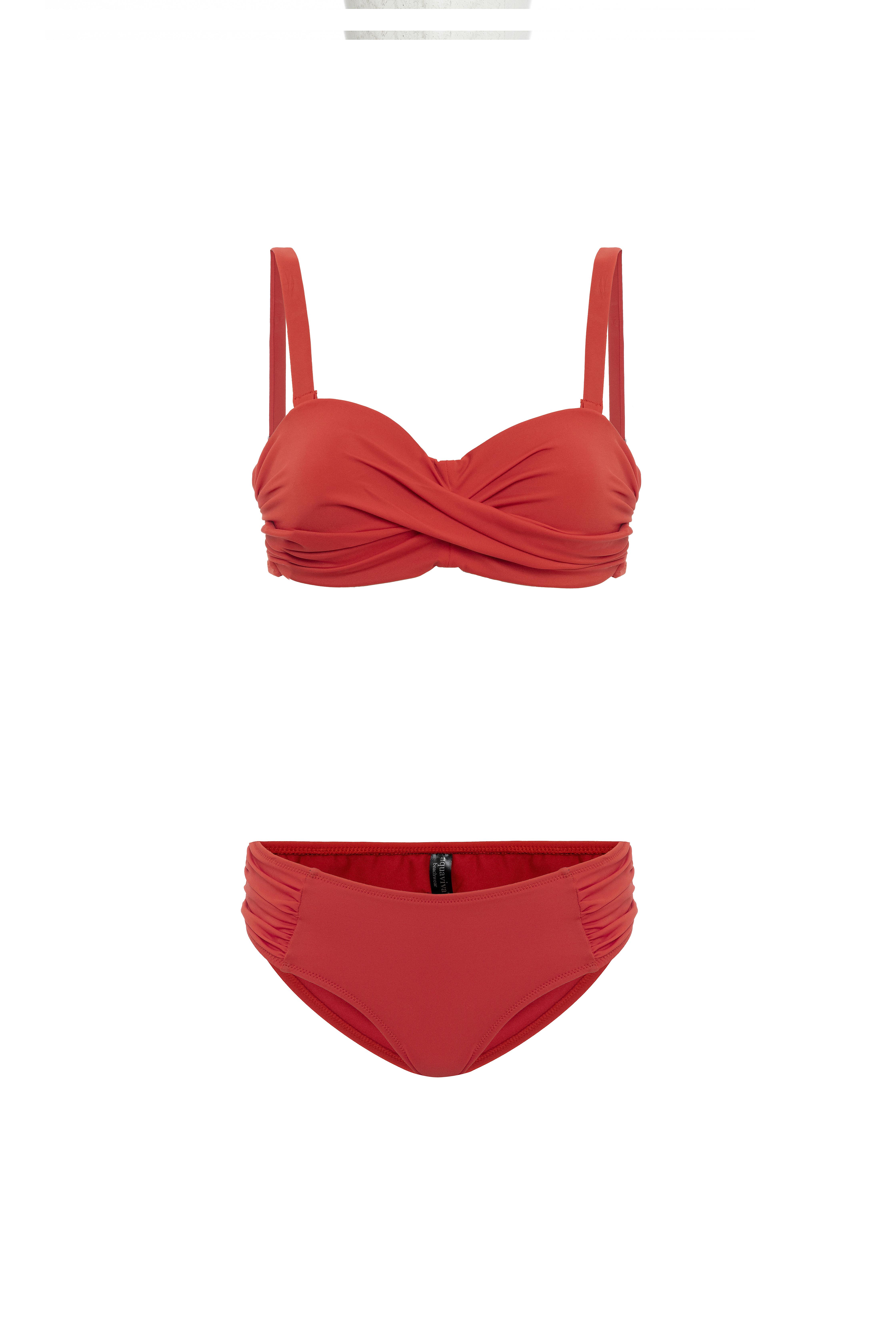 AQUAVİVA Kadın Kırmızı Biana Dönen Straplez Bikini Takımı 