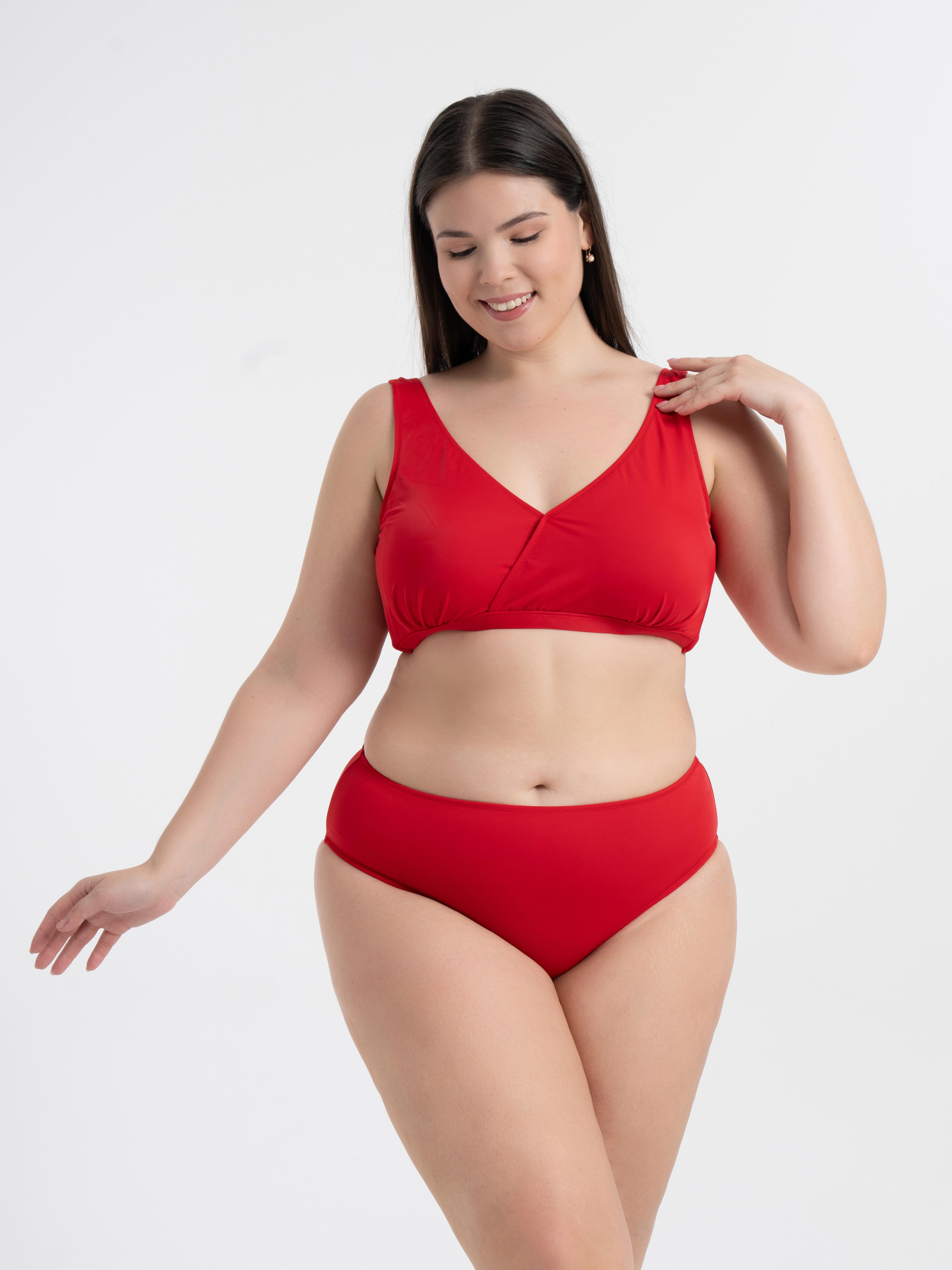 AQUAVİVA Kadın Kırmızı Büyük Beden Quinn Kruvaze Detaylı Toparlayıcı Bikini Takımı