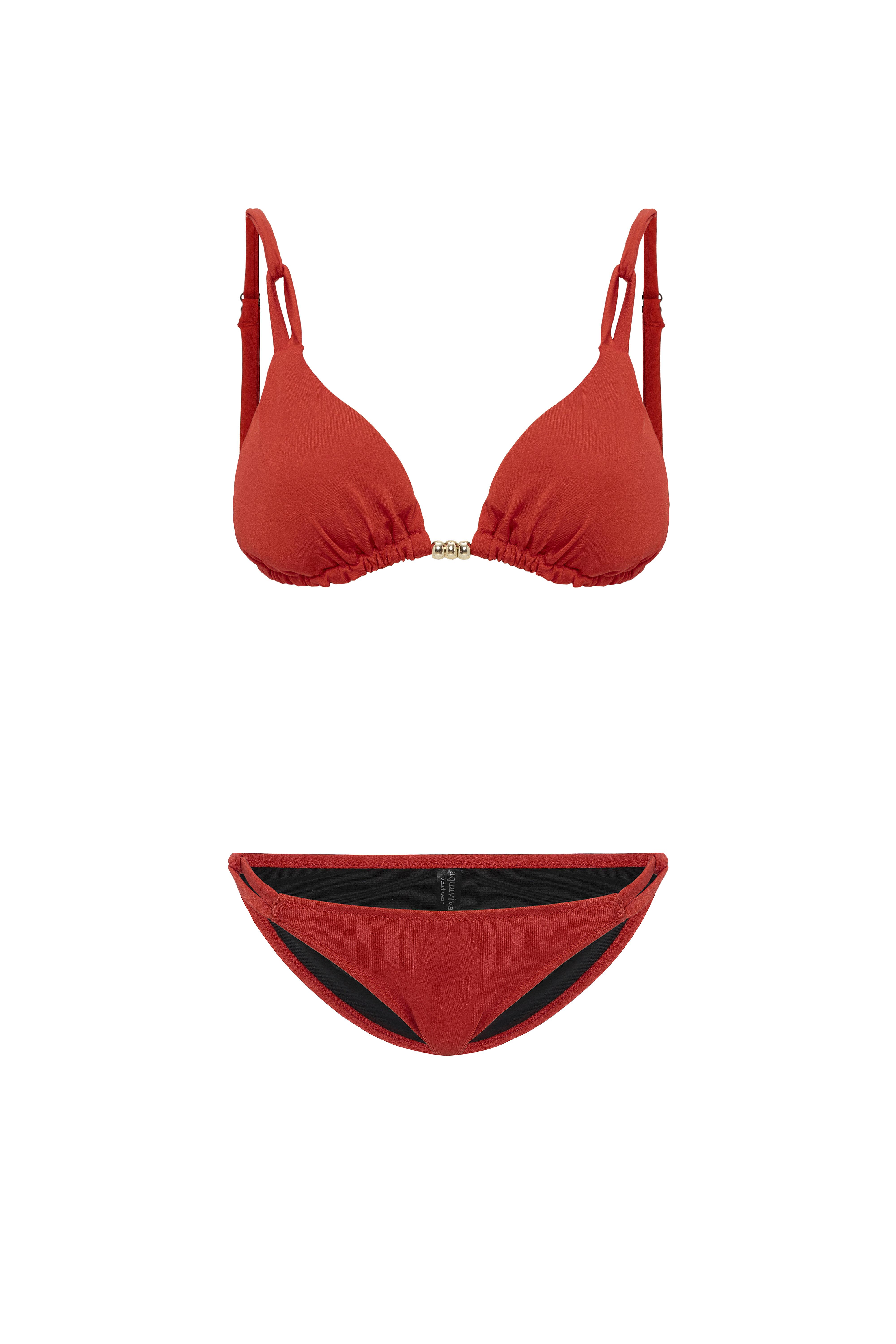 AQUAVİVA Kadın Kırmızı İzabella Gold Aksesuarlı Üçgen Bikini Takımı